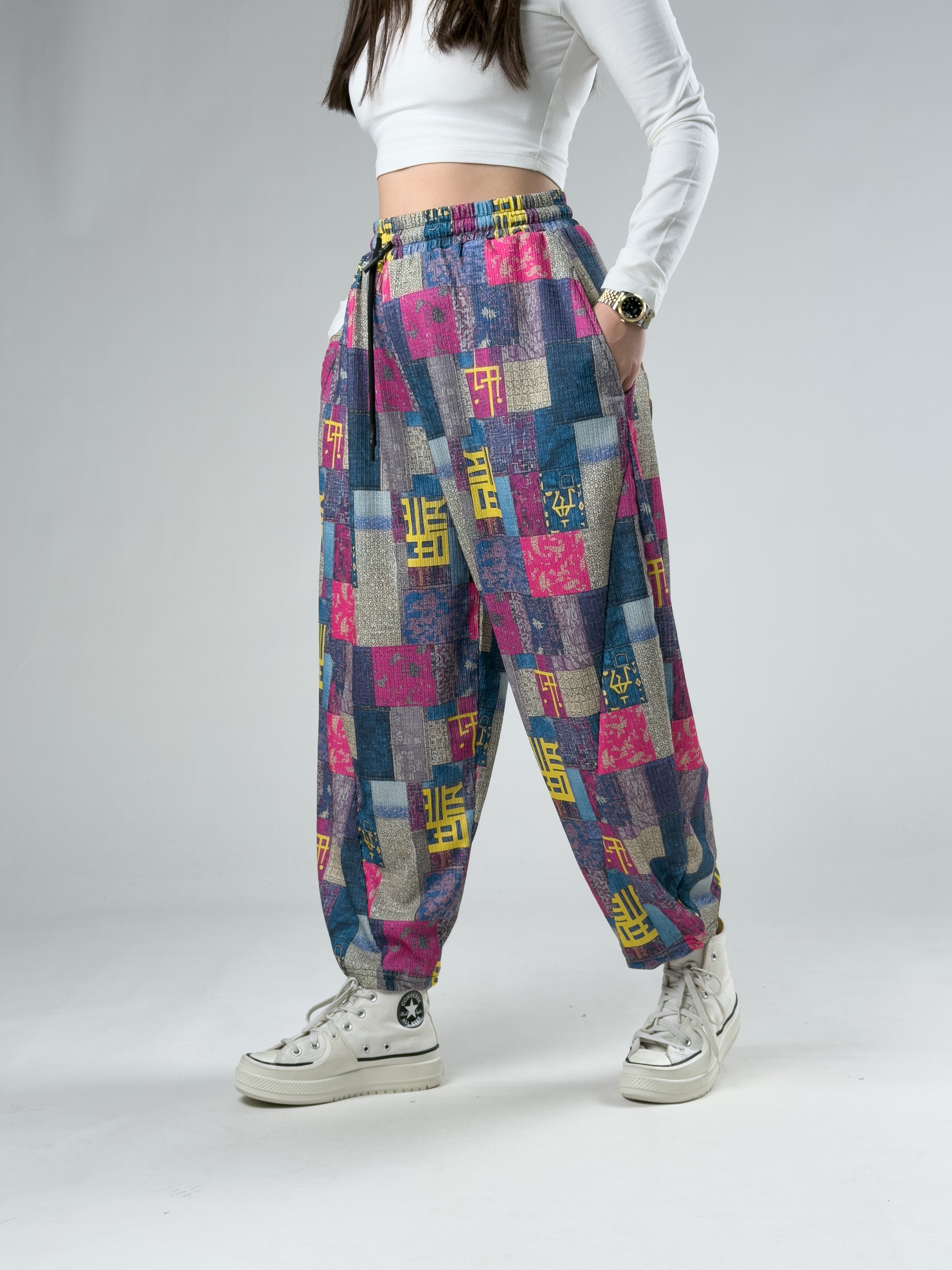 Etnik Chinese Patchwork Kadın Pantolon COC2960
