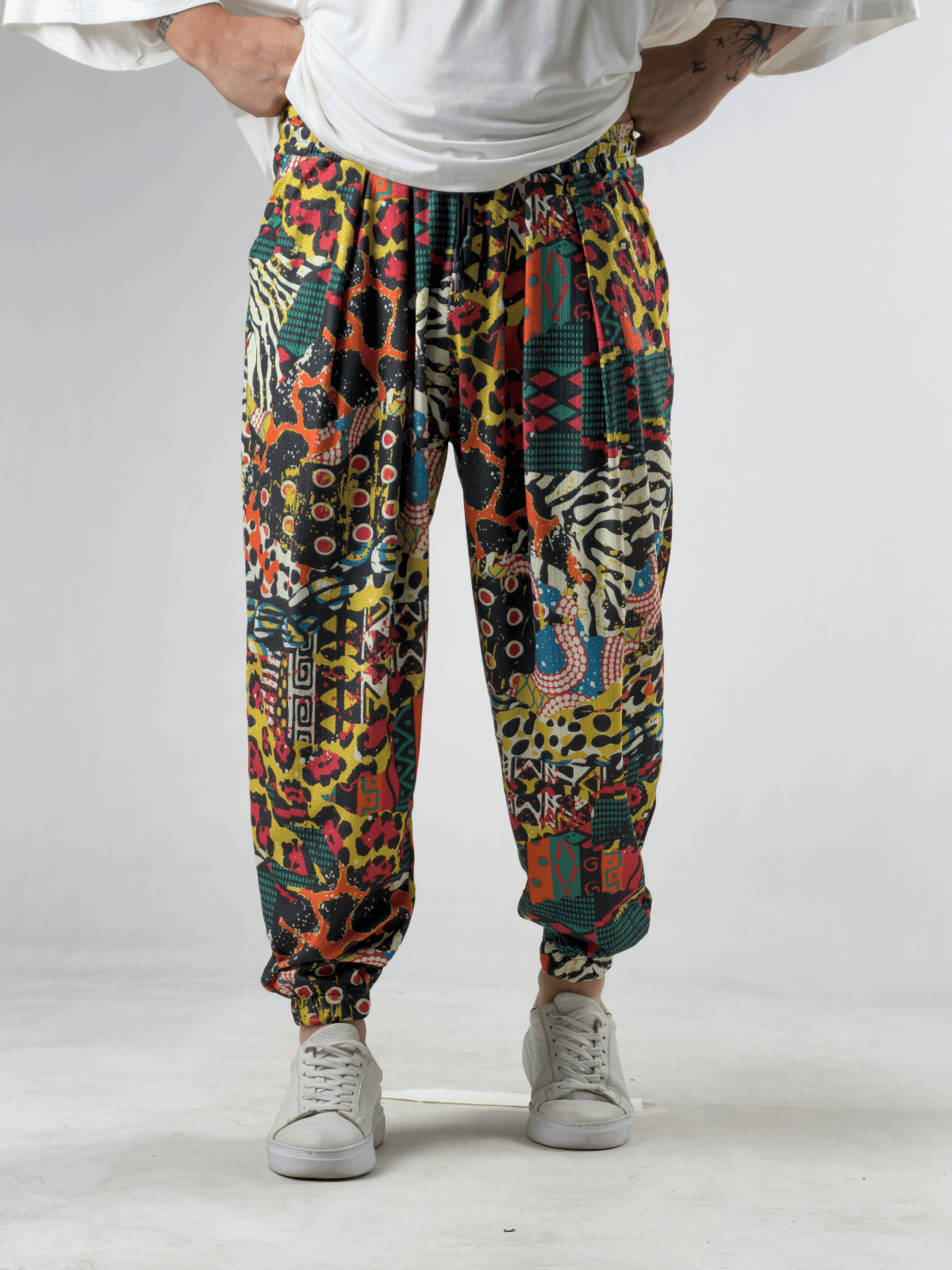 Etnik Desenli Bürümcük Erkek Jogger Pantolon COC3276
