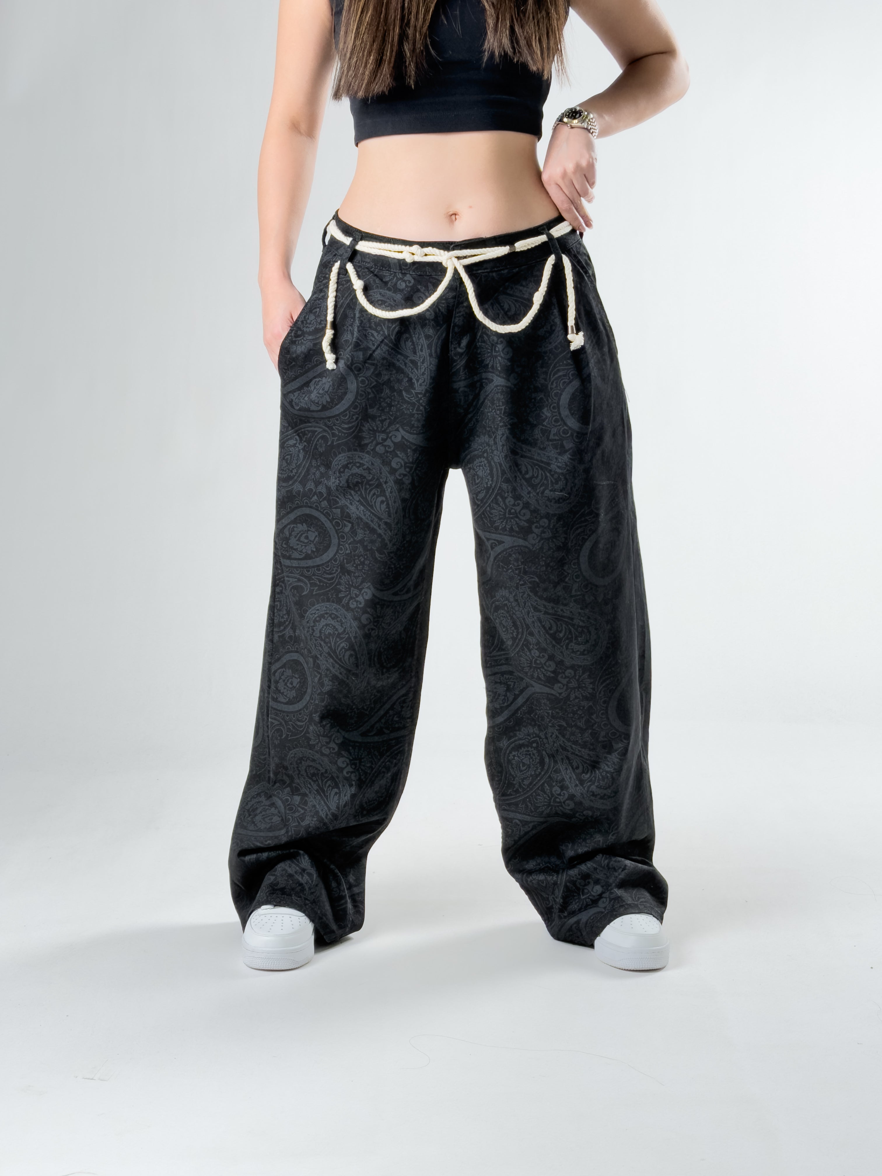 Etnik Desenli Kadın Baggy Pantolon COC2840