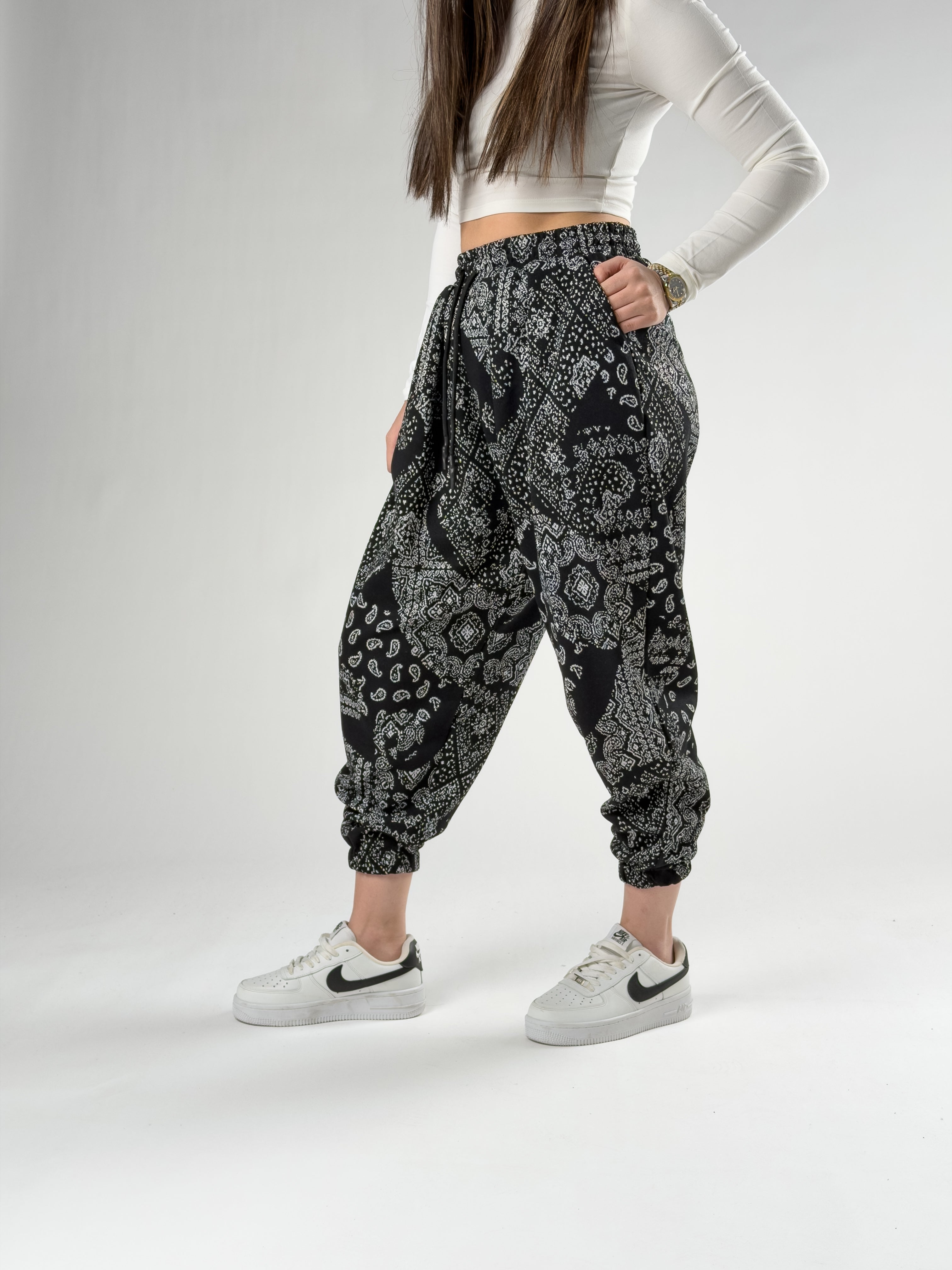 Etnik Desenli Kadın Jogger Pantolon COC2754