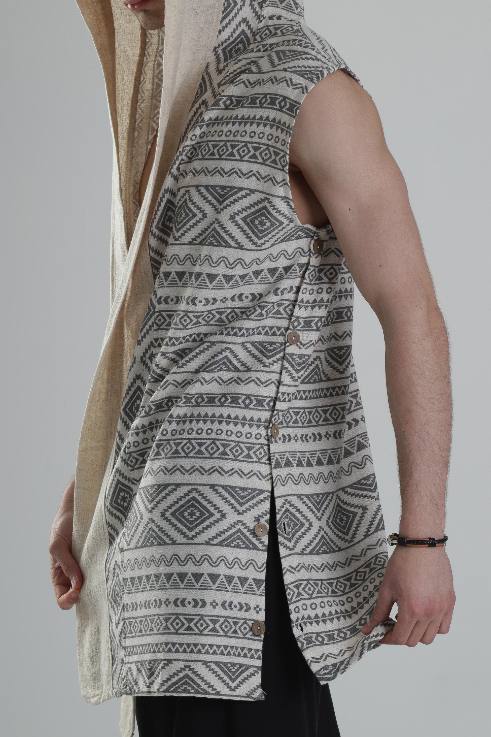 Etnik Desenli Kapüşonlu Panço COC2237