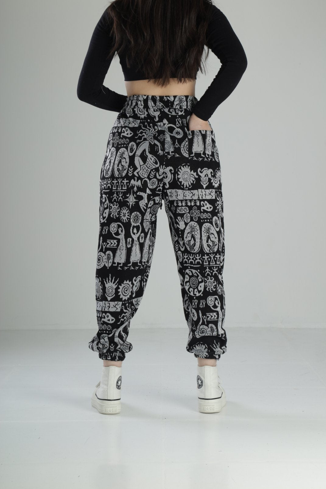Etnik Desenli Pileli Jogger Pantolon COC2244