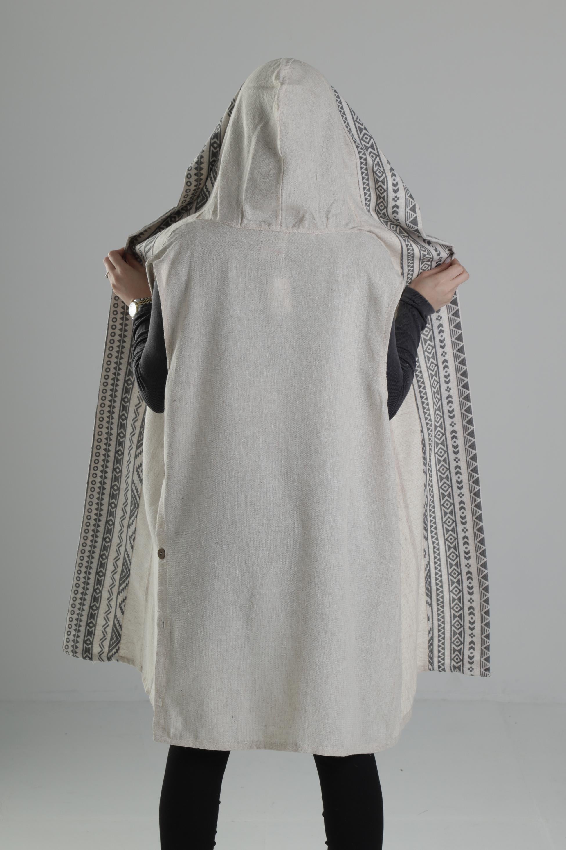 Etnik Desenli Şeritli Kimono COC2256