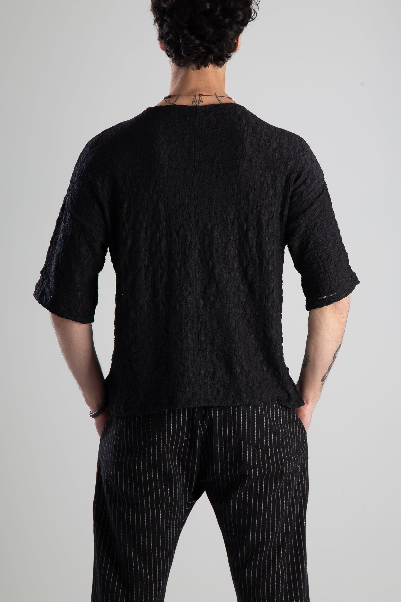 Etnik Desenli Siyah T-shirt COC3059