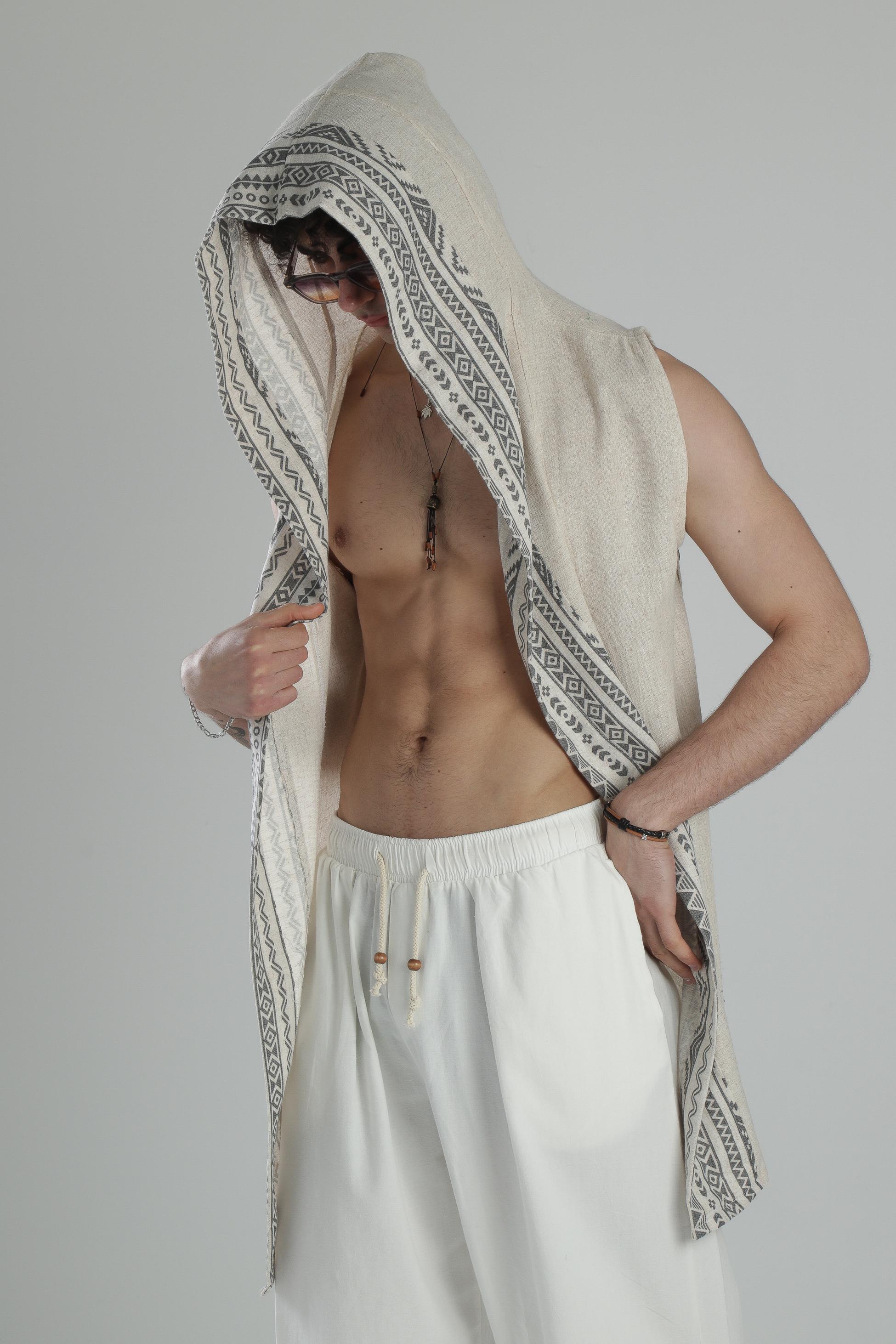 Etnik Keten Desenli Kimono COC2263