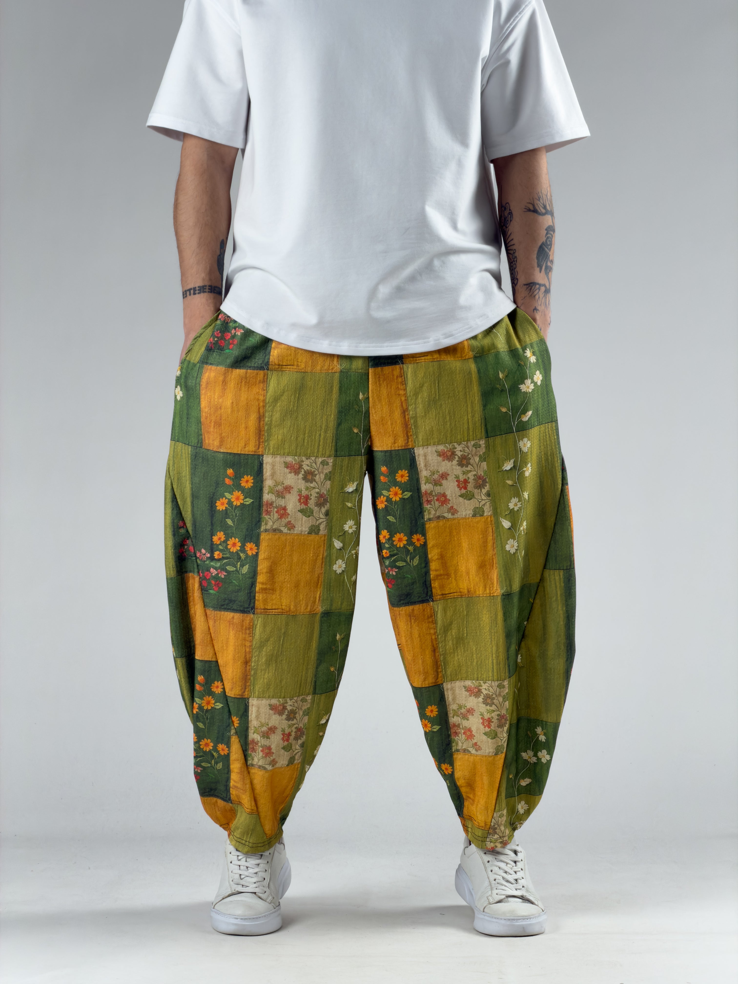 Etnik Rose Erkek Patchwork Oversize Pantolon COC3040