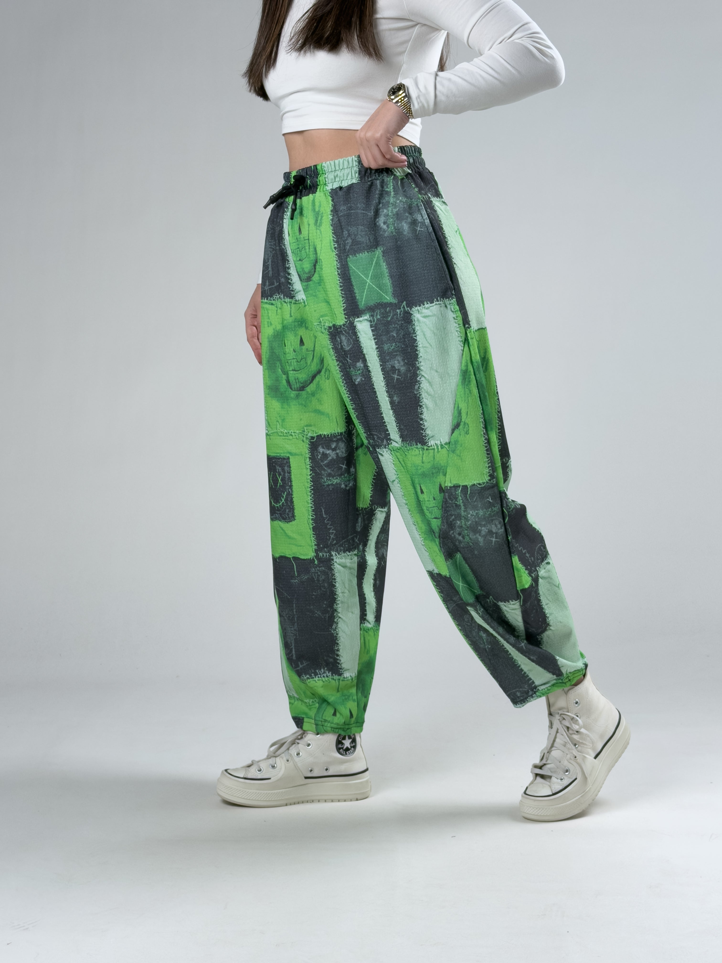 Etnik Smile Patchwork Kadın Pantolon COC2942