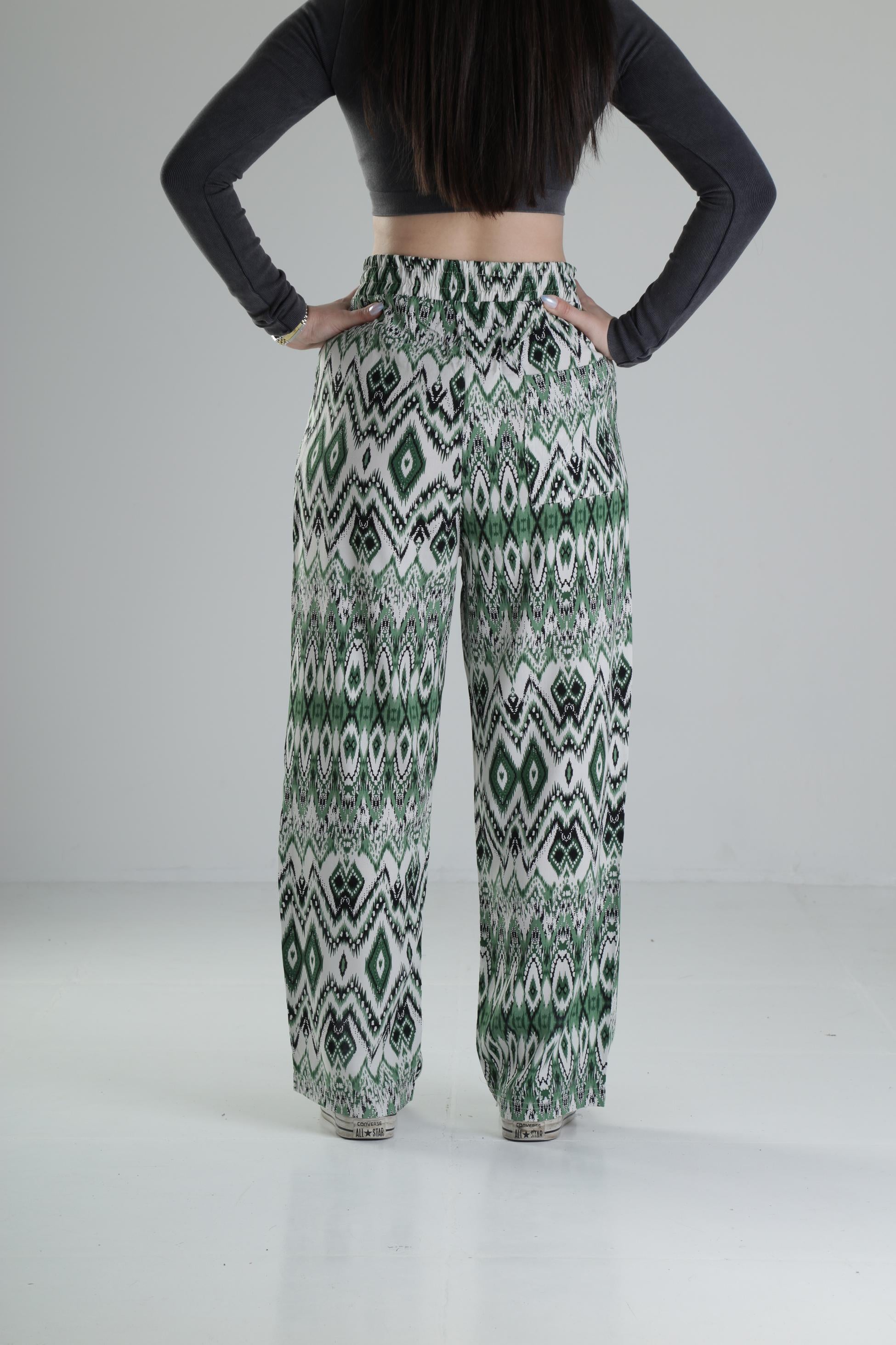 Etnik Yeşil Baggy Pantolon COC2264