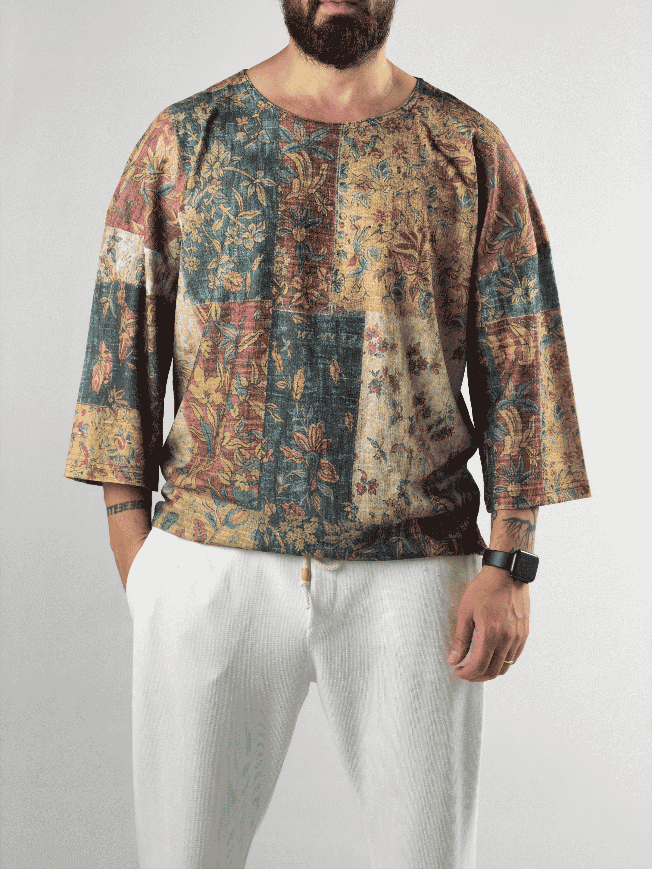 Fakir Kol Desenli Bürümcük Erkek T-Shirt COC3196