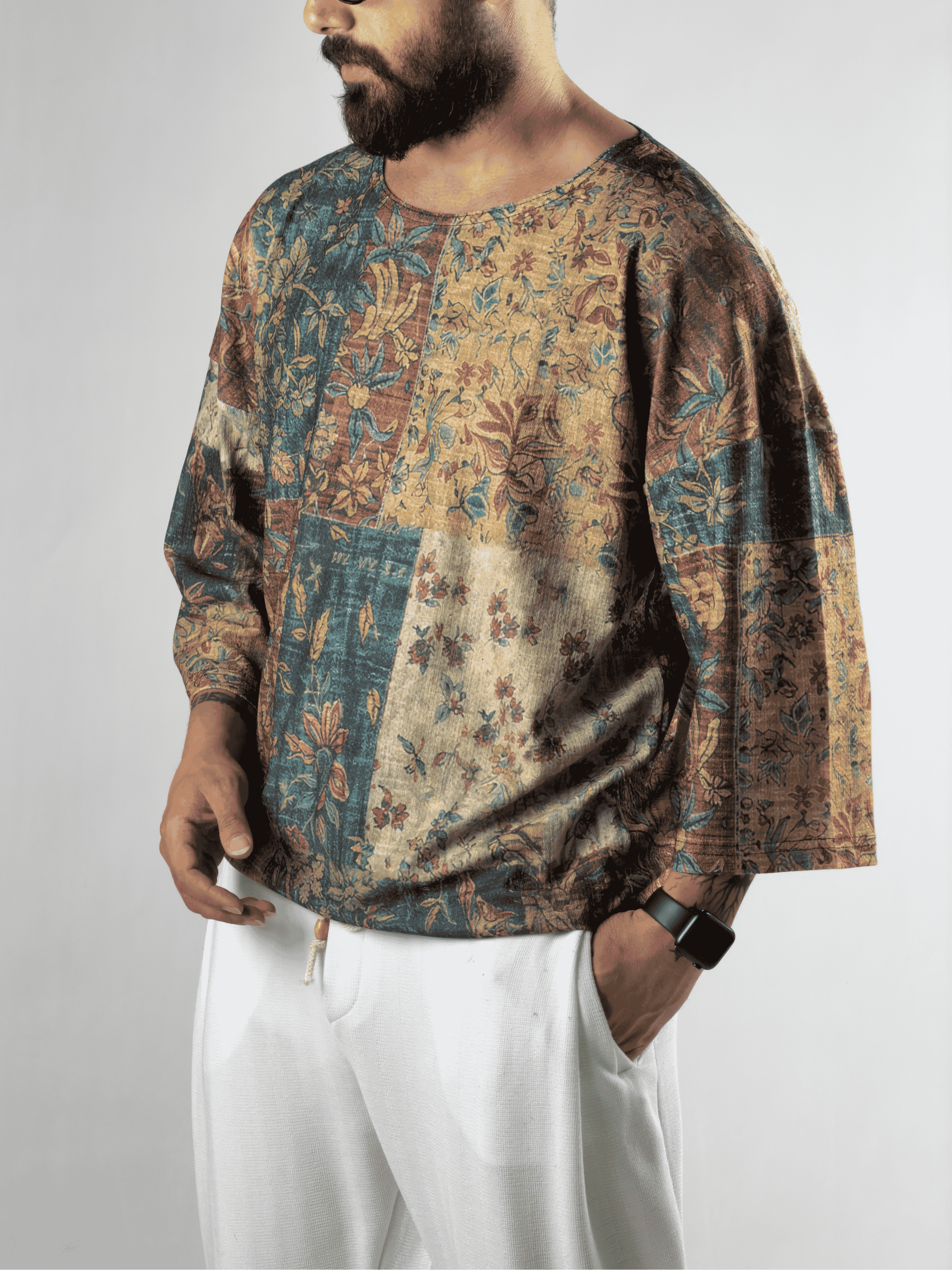 Fakir Kol Desenli Bürümcük Erkek T-Shirt COC3196