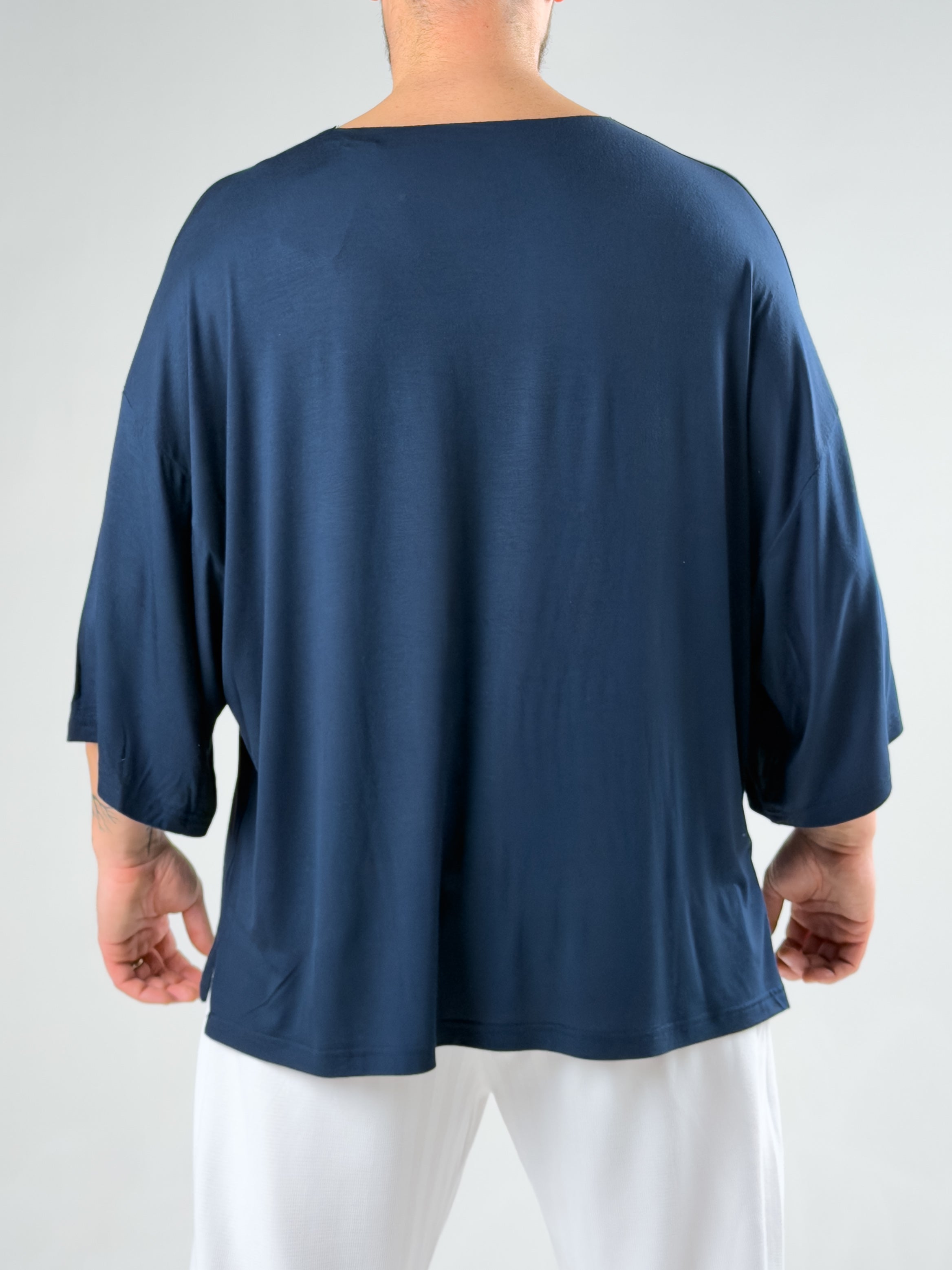 Fakir Kol Lacivert Oversize Viscon T-Shirt COC3026