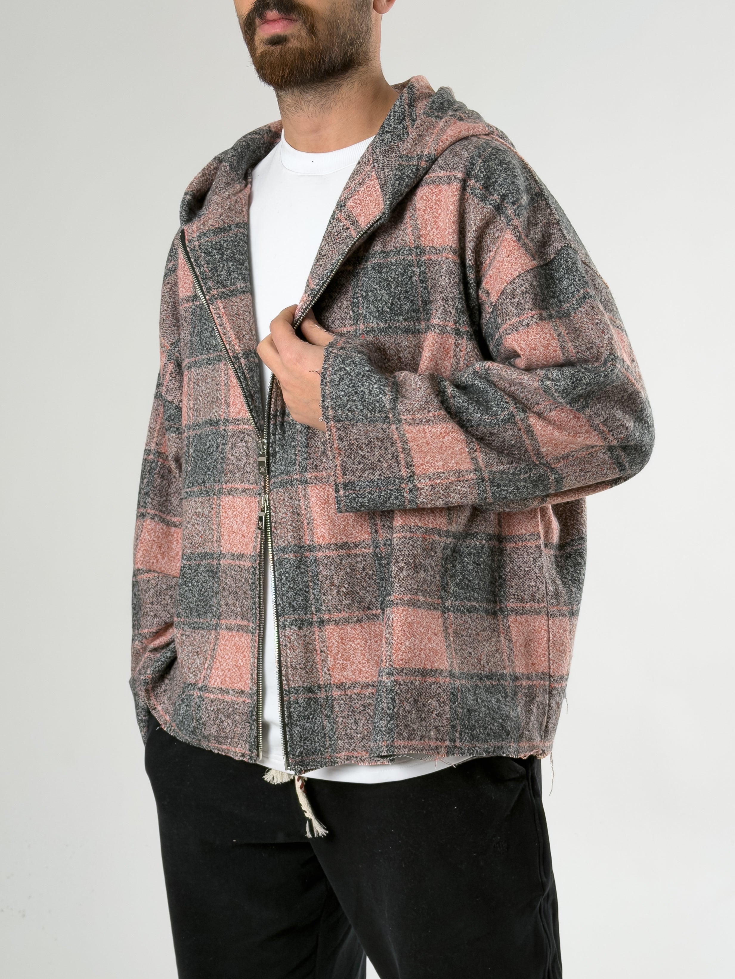 Fermuar Detaylı Kapüşonlu Kiremit Erkek Sweat COC2741