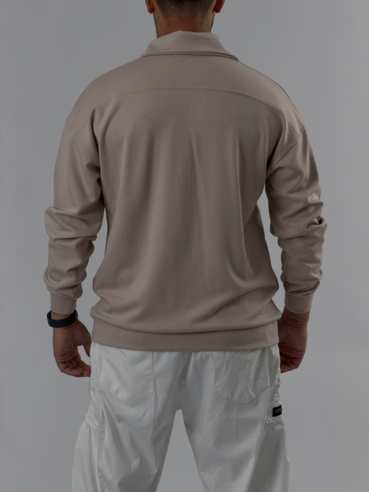 Fermuarlı Polo Yaka Bej Erkek Sweatshirt COC3523