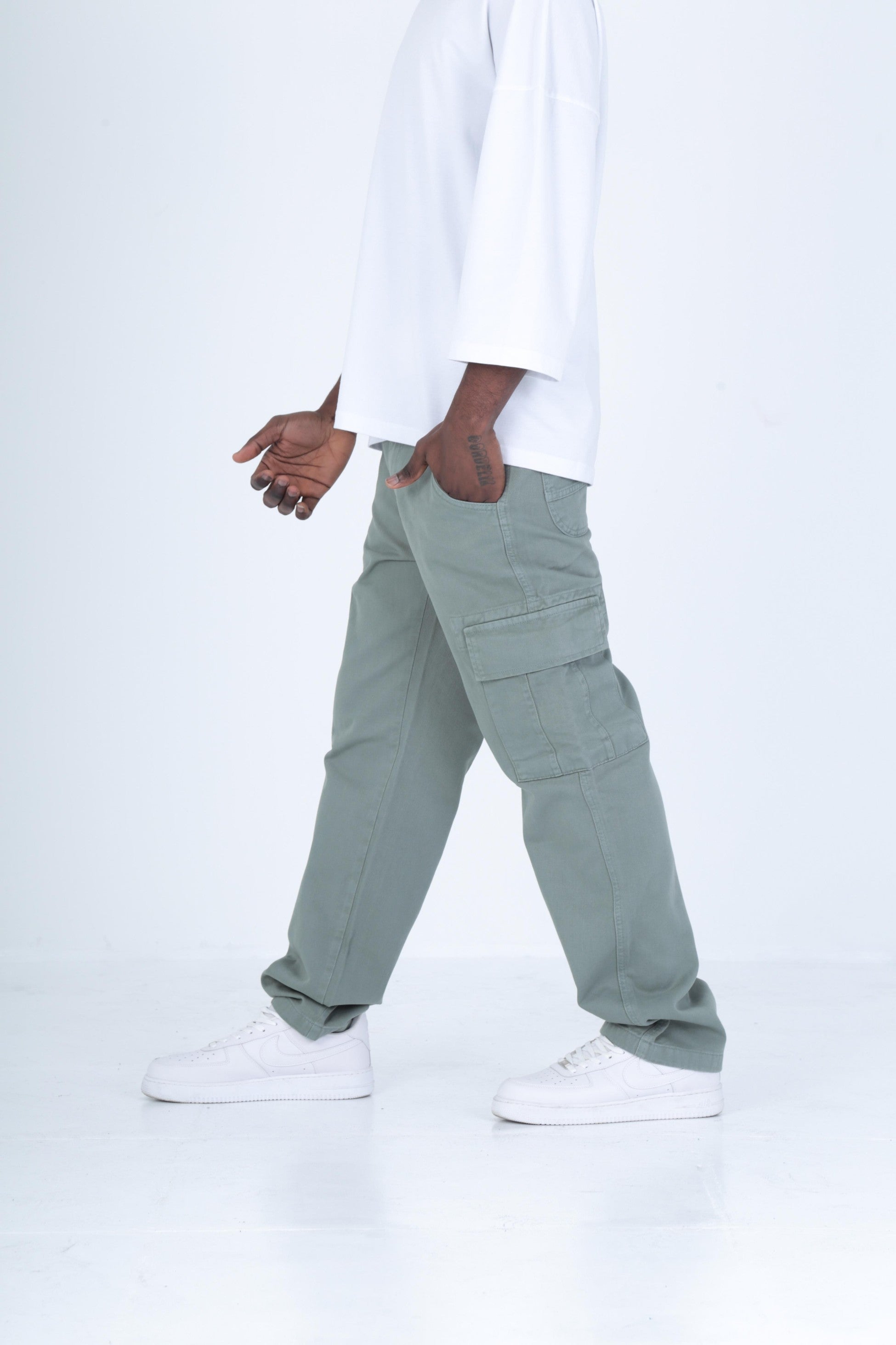 Gabardin Kumaş Su Yeşili Baggy Pantolon COC2300