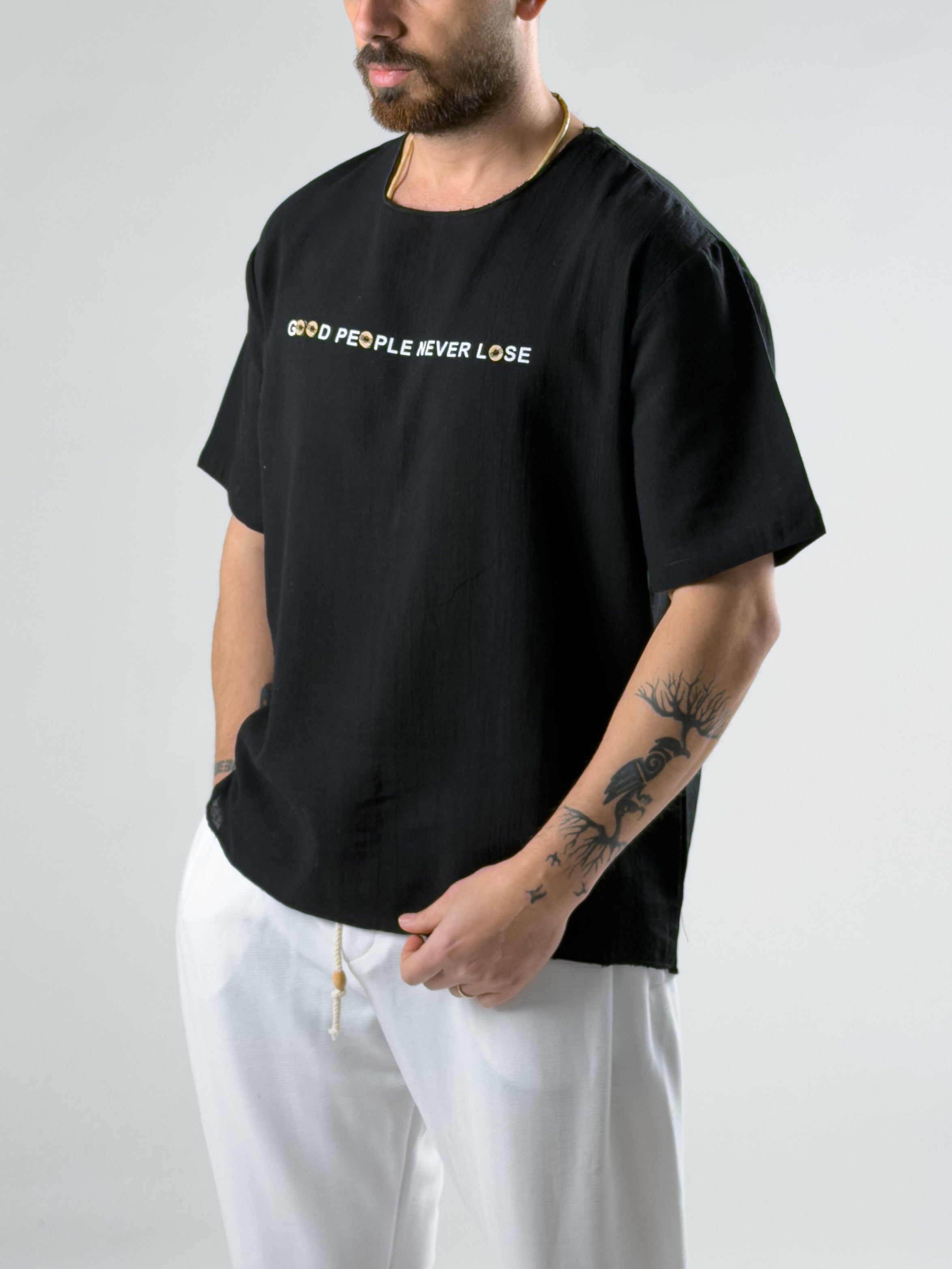 Good People Siyah Tasarım T-Shirt COC2987