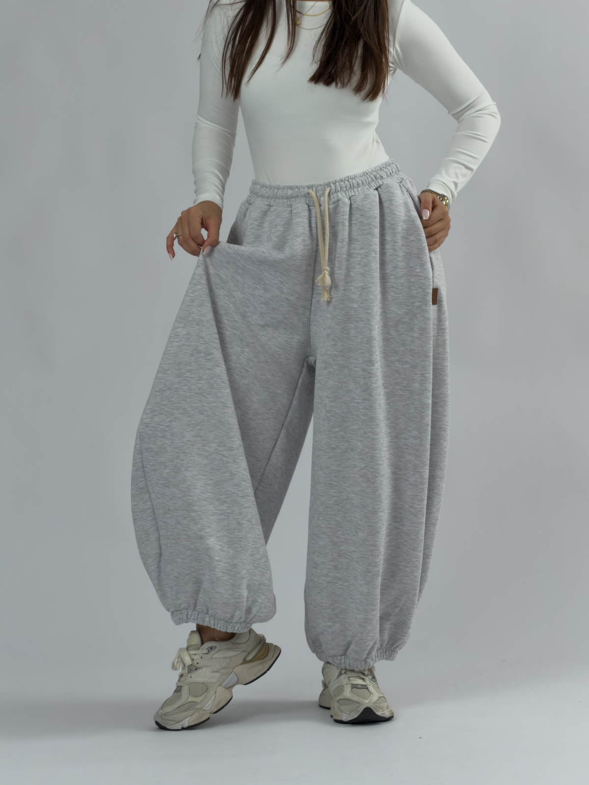 Gri Oversize Kadın Baggy Pantolon COC3430