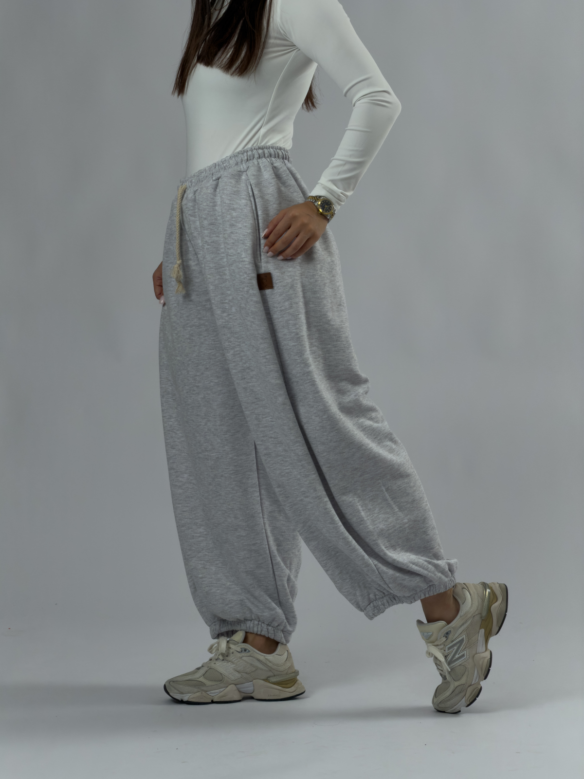 Gri Oversize Kadın Baggy Pantolon COC3430