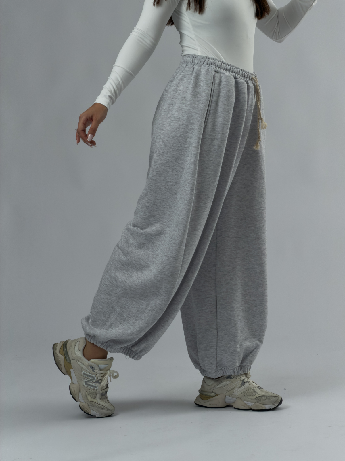 Gri Oversize Kadın Baggy Pantolon COC3430