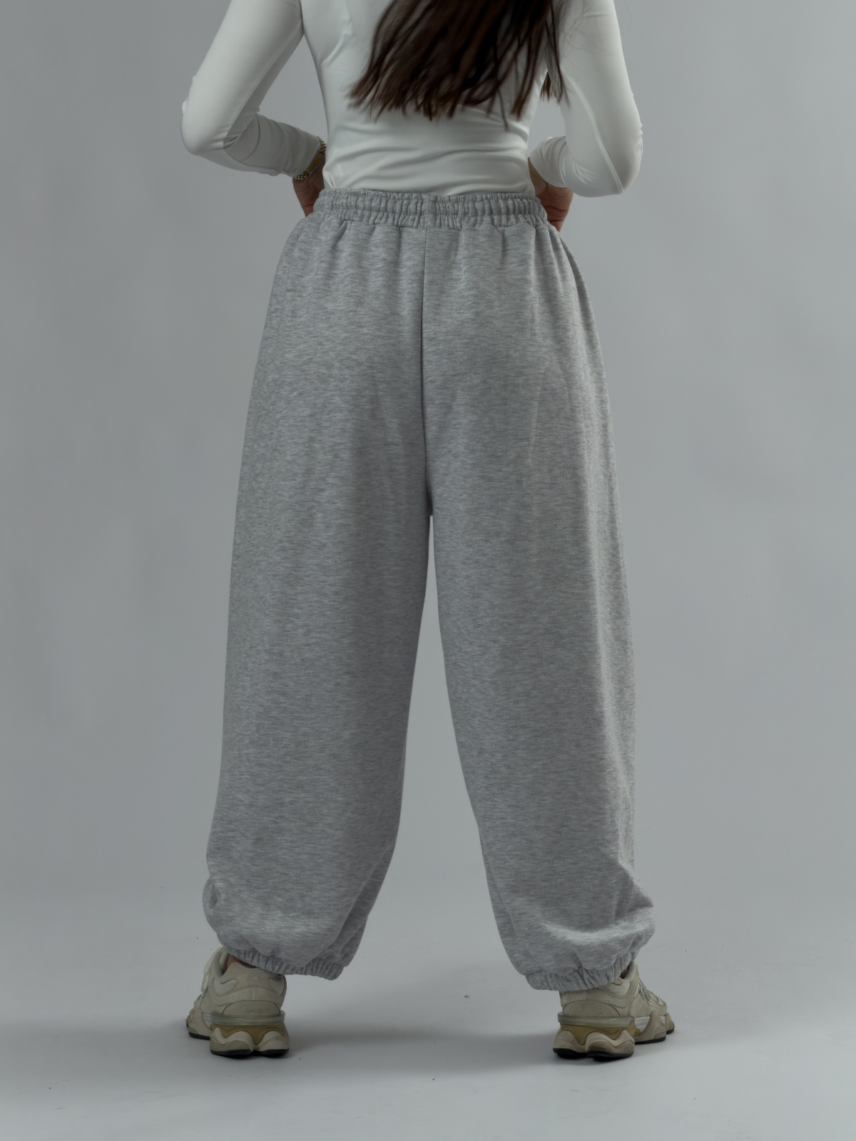 Gri Oversize Kadın Baggy Pantolon COC3430