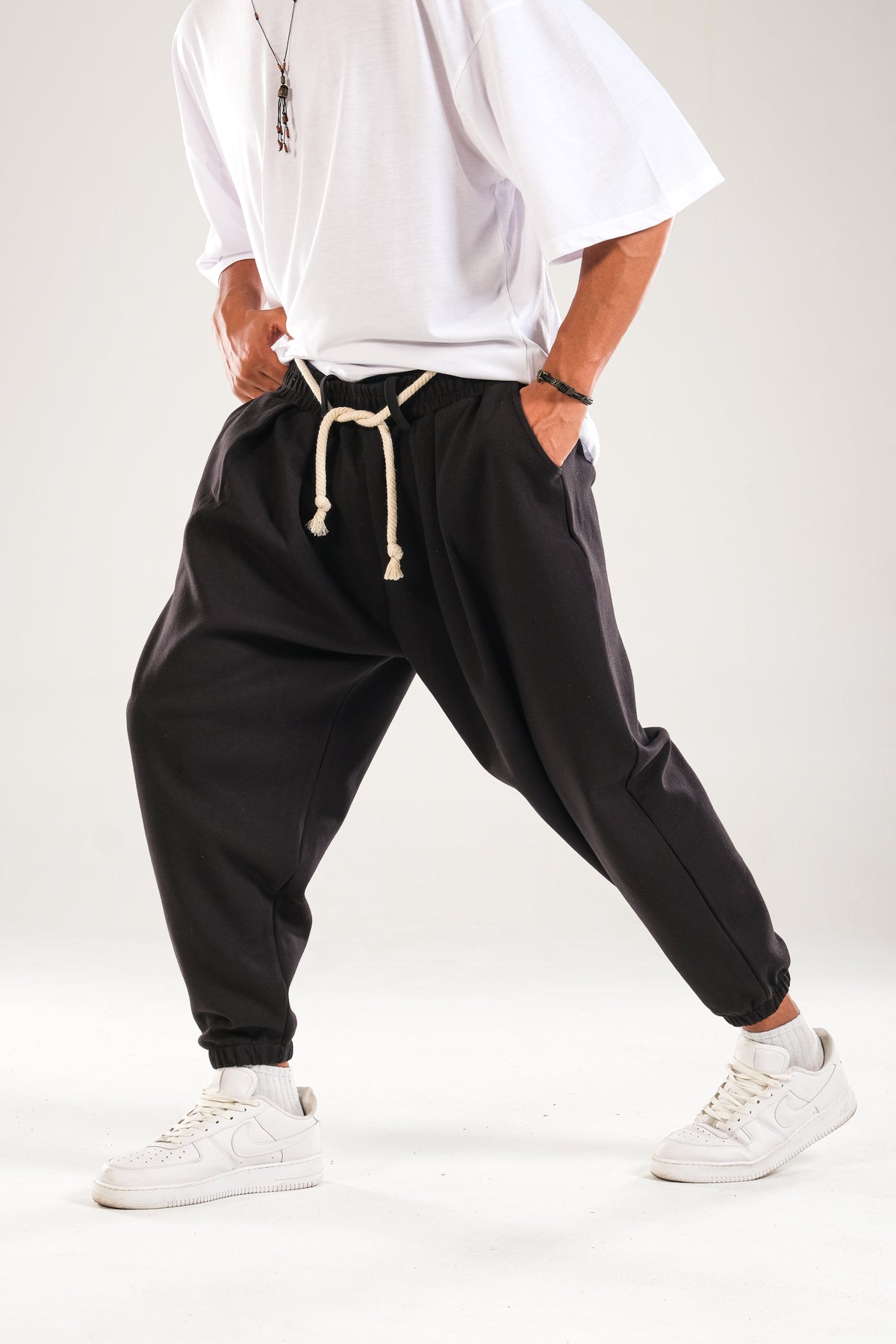 Halat Kemerli Pileli Jogger Pantolon COC1130