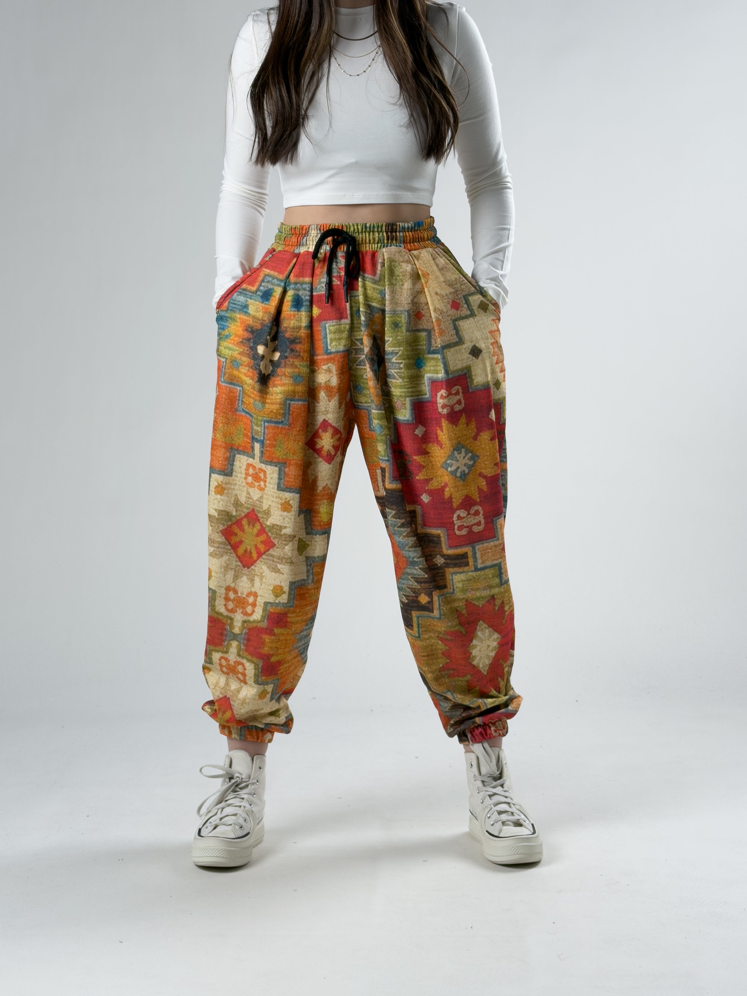 Halı Desenli Kadın Jogger Pantolon COC2920
