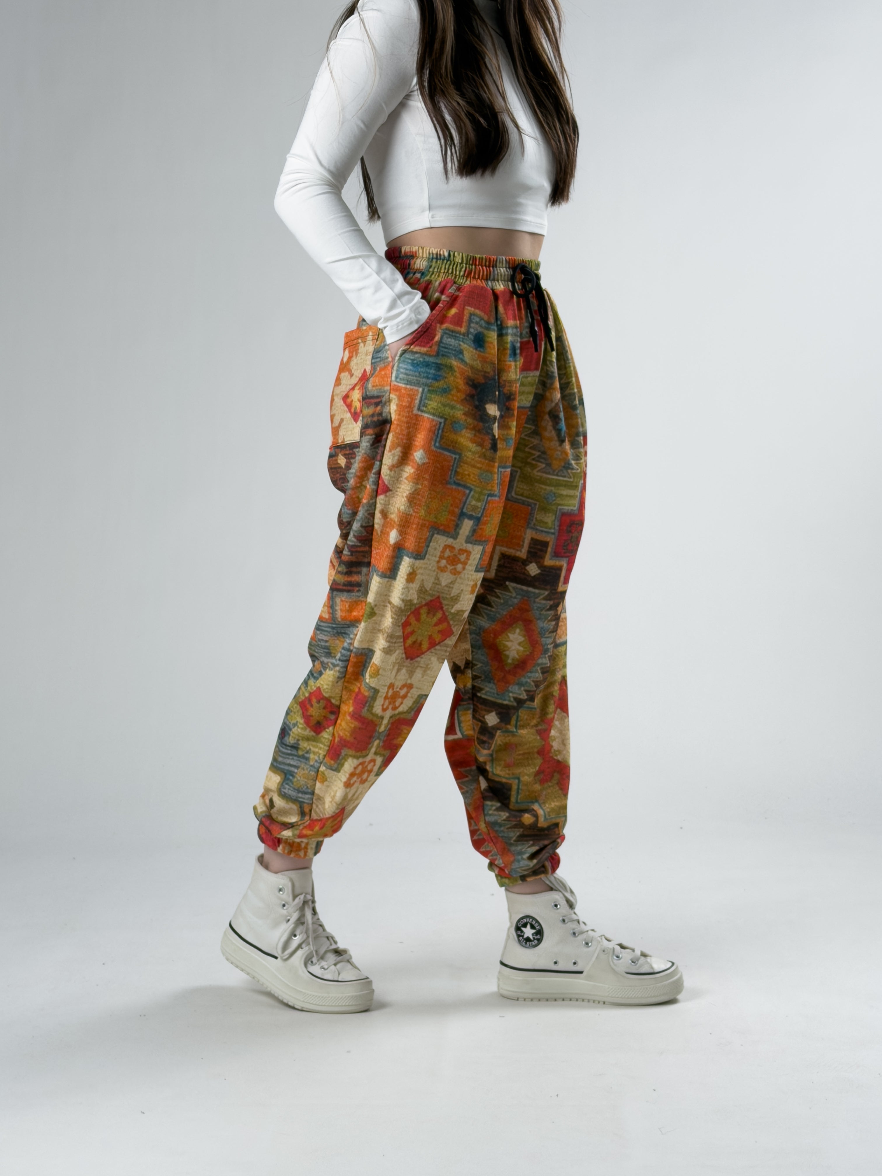 Halı Desenli Kadın Jogger Pantolon COC2920