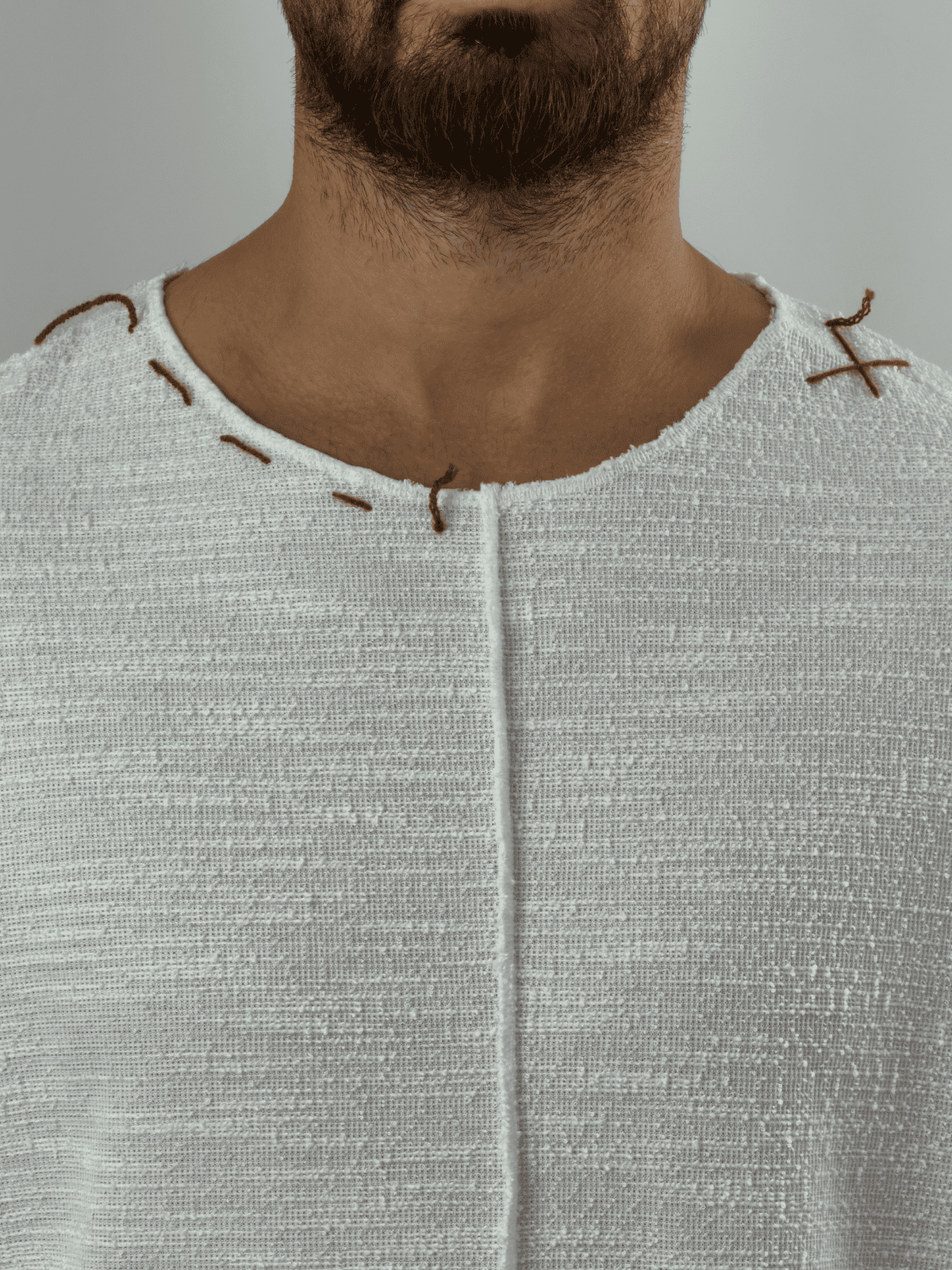 İp Detaylı Tasarım Beyaz Erkek Sweatshirt COC3467