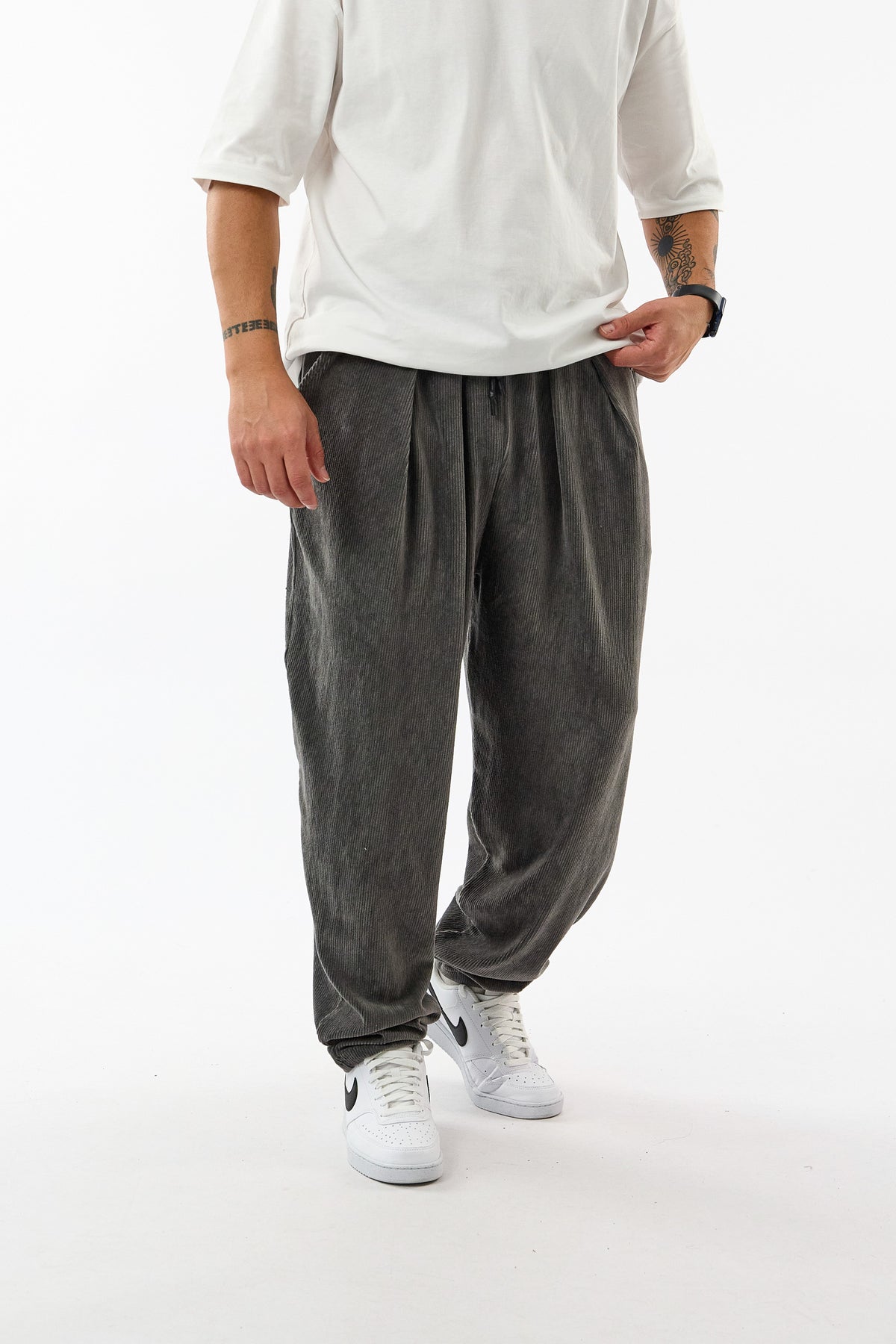 Kadife Pileli Antrasit Jogger Erkek Pantolon COC3624