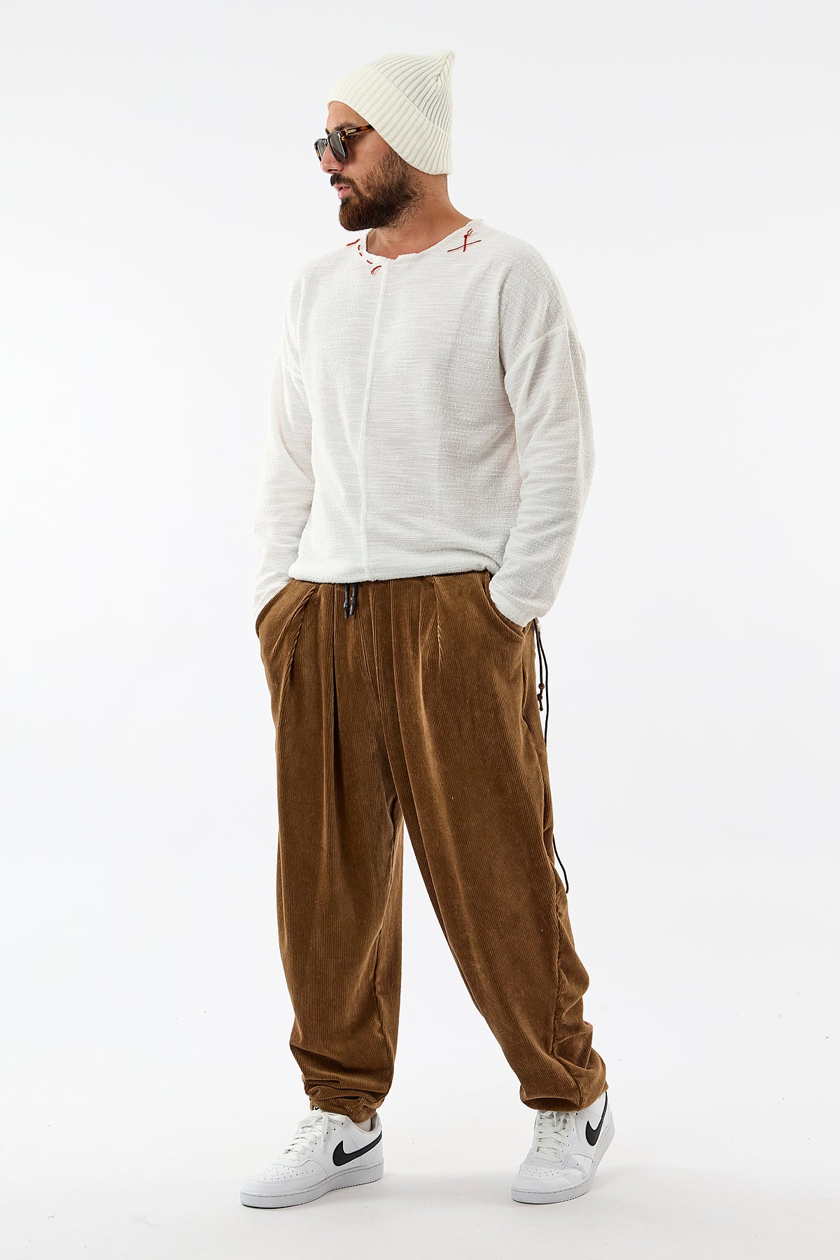 Kadife Pileli Taba Jogger Erkek Pantolon COC3620