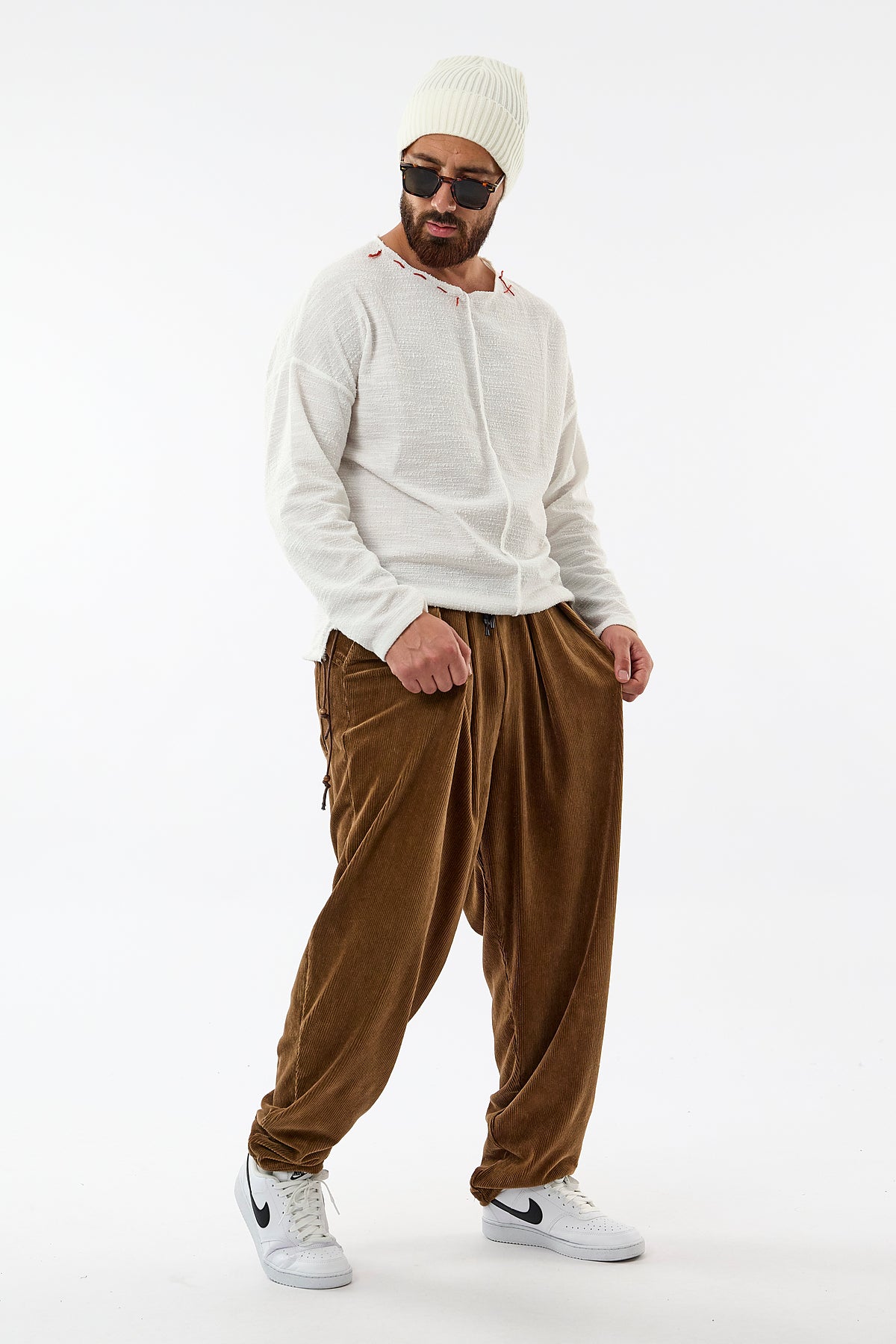 Kadife Pileli Taba Jogger Erkek Pantolon COC3620