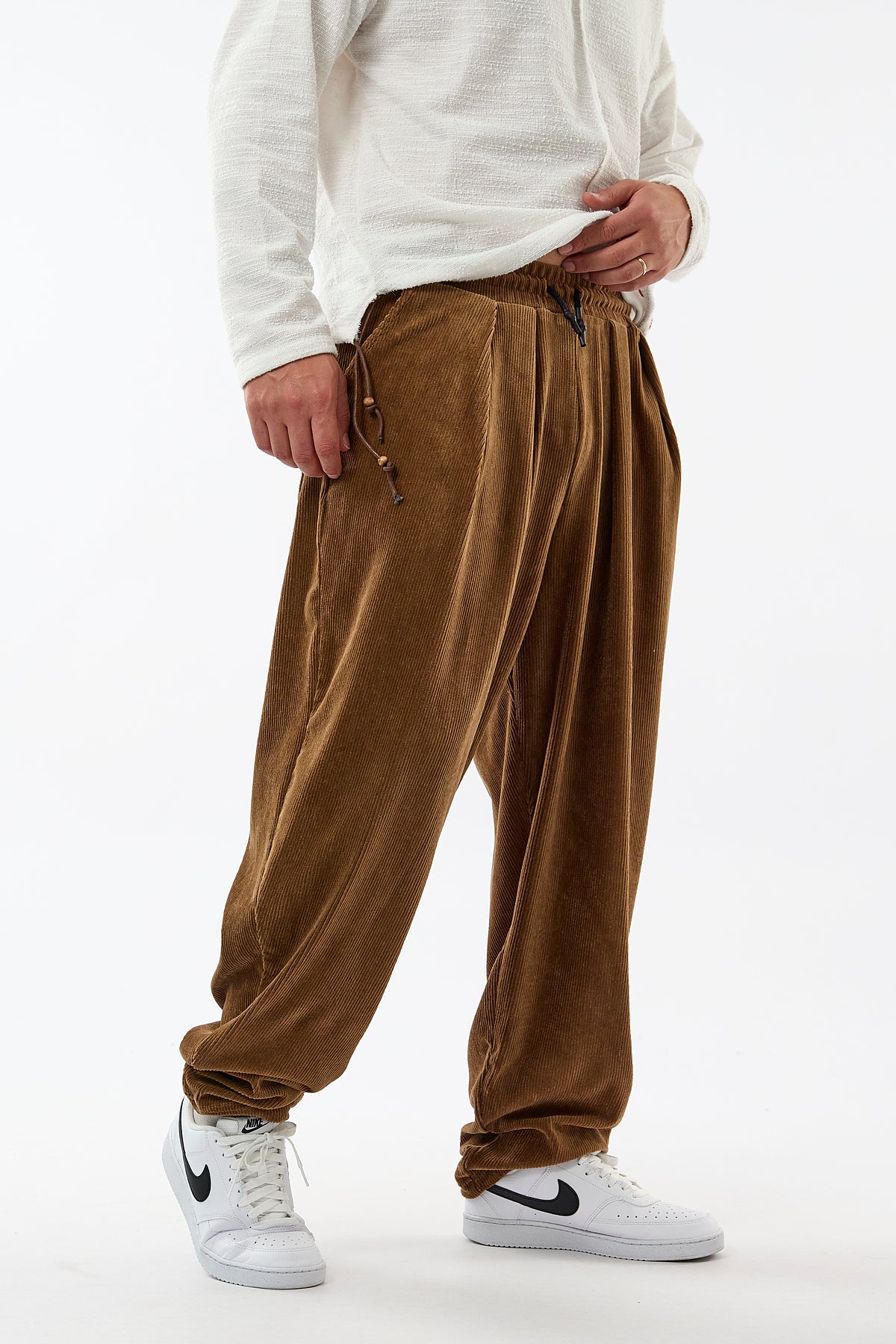 Kadife Pileli Taba Jogger Erkek Pantolon COC3620