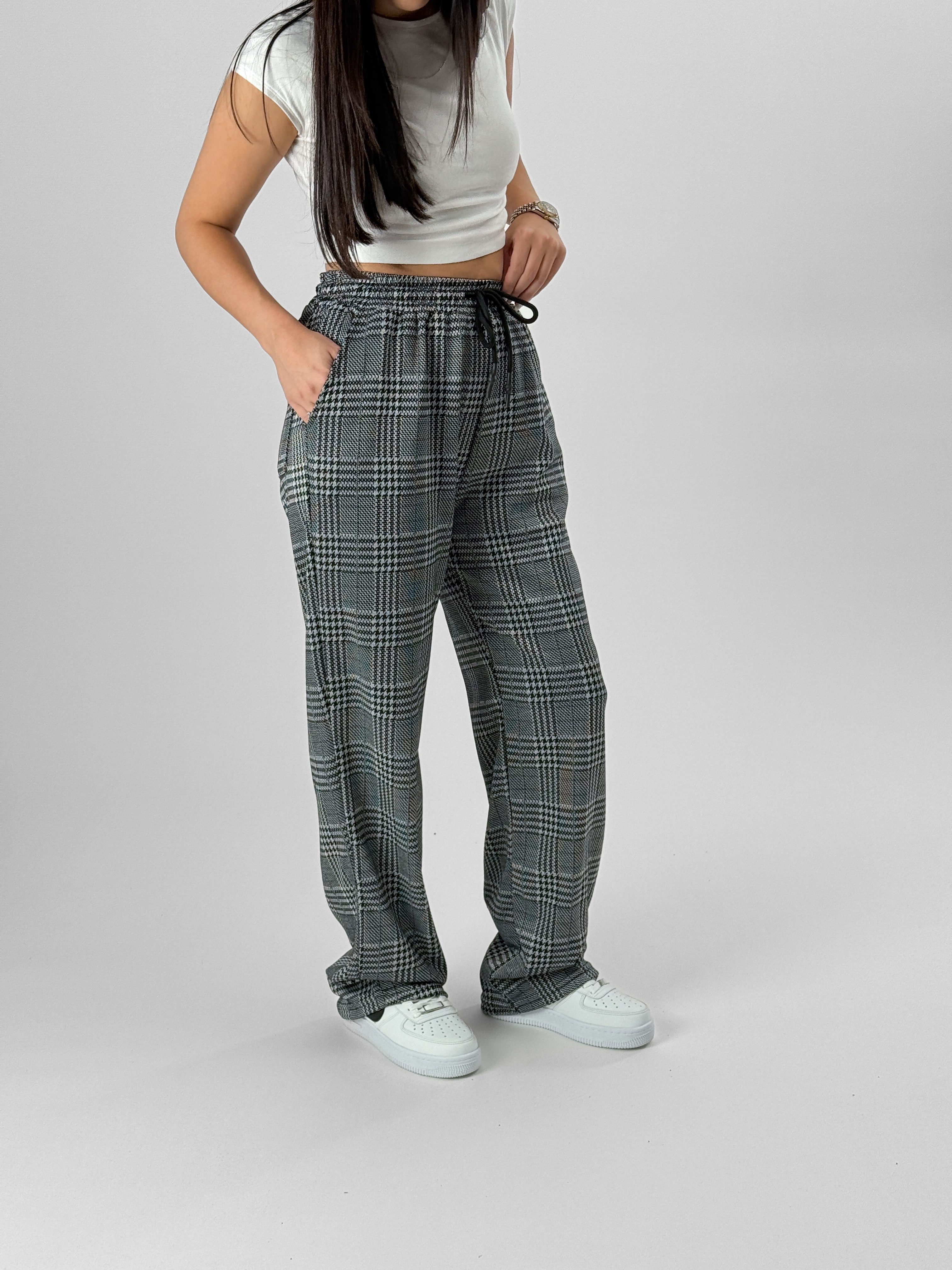 Ekose Kadın Baggy Pantolon COC1082