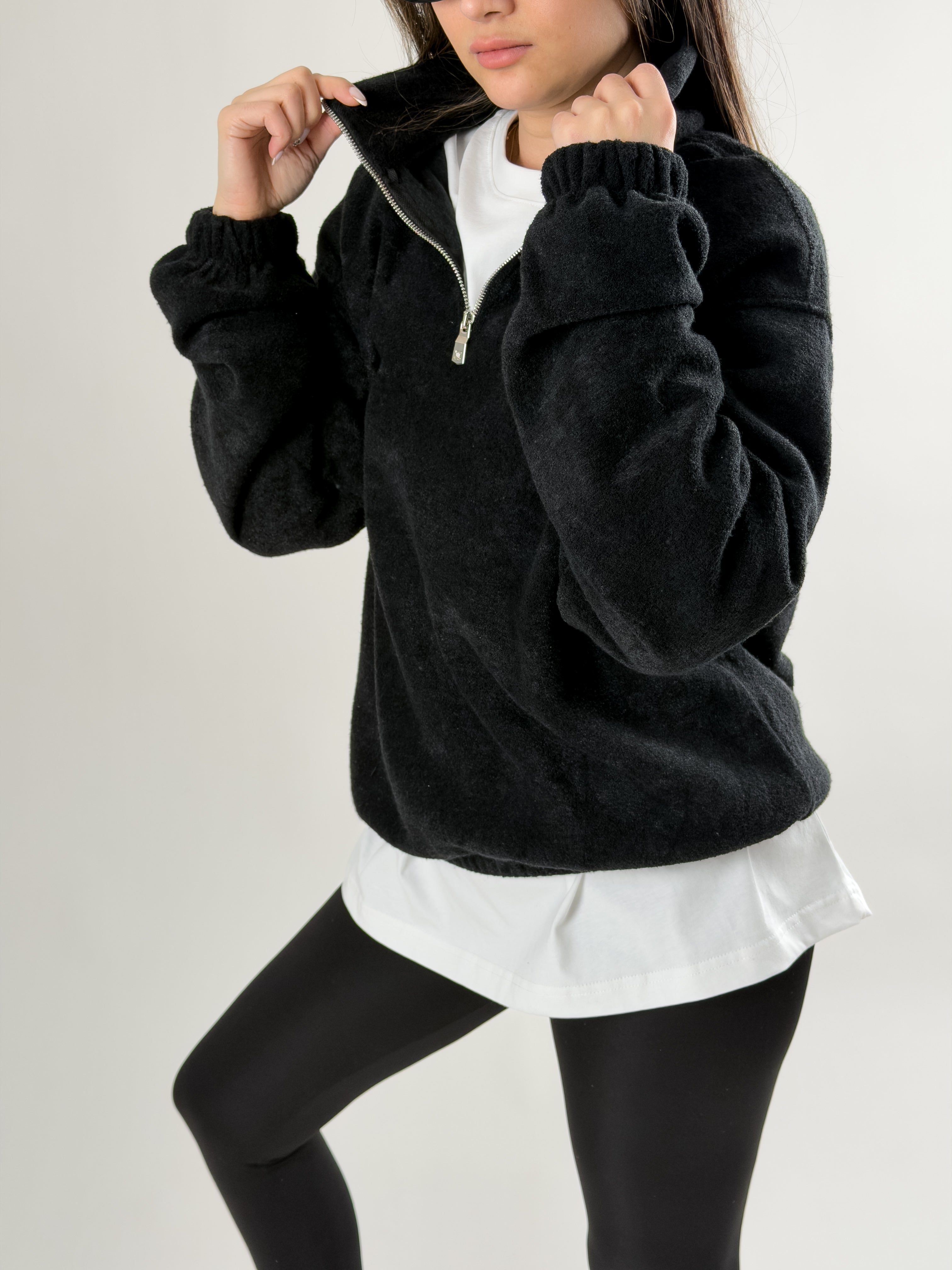Kadın Siyah Sweatshirt COC2687