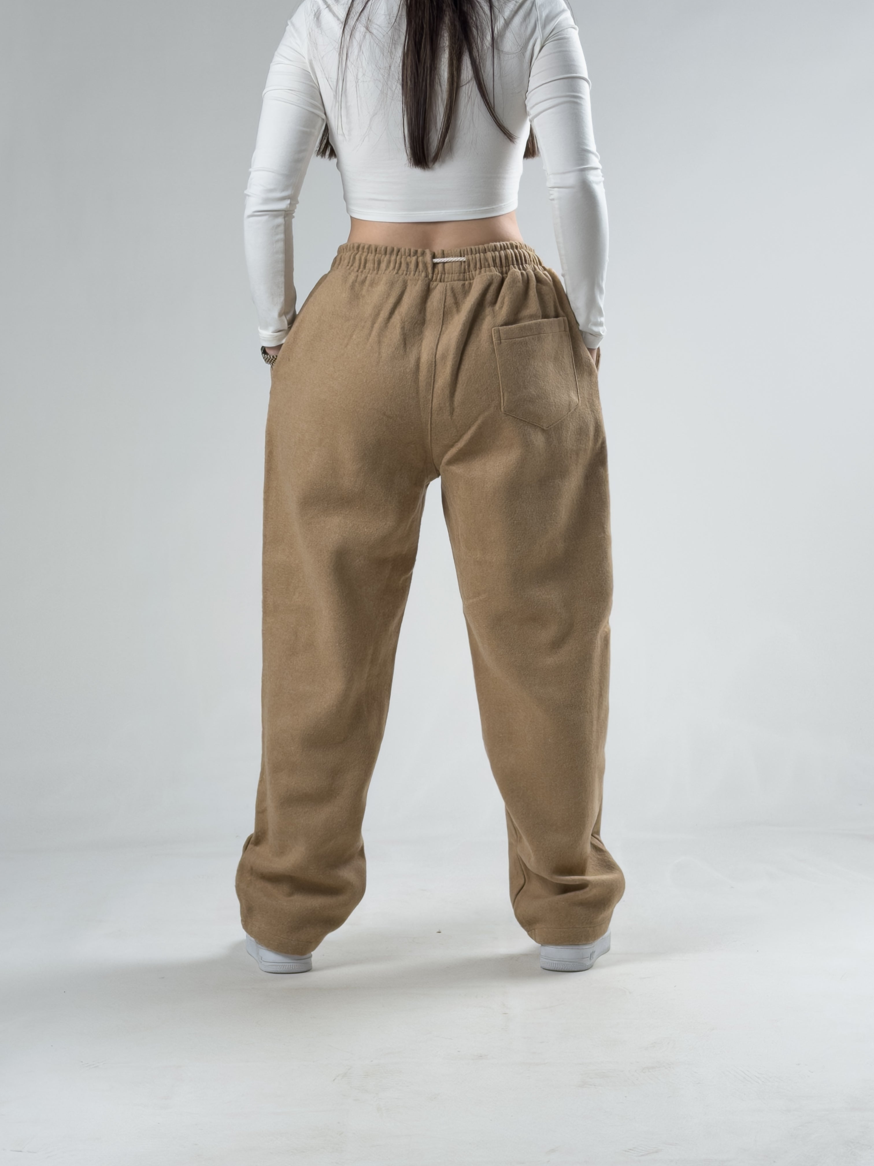 Kahve Kaşe Kadın Baggy Pantolon COCK0024