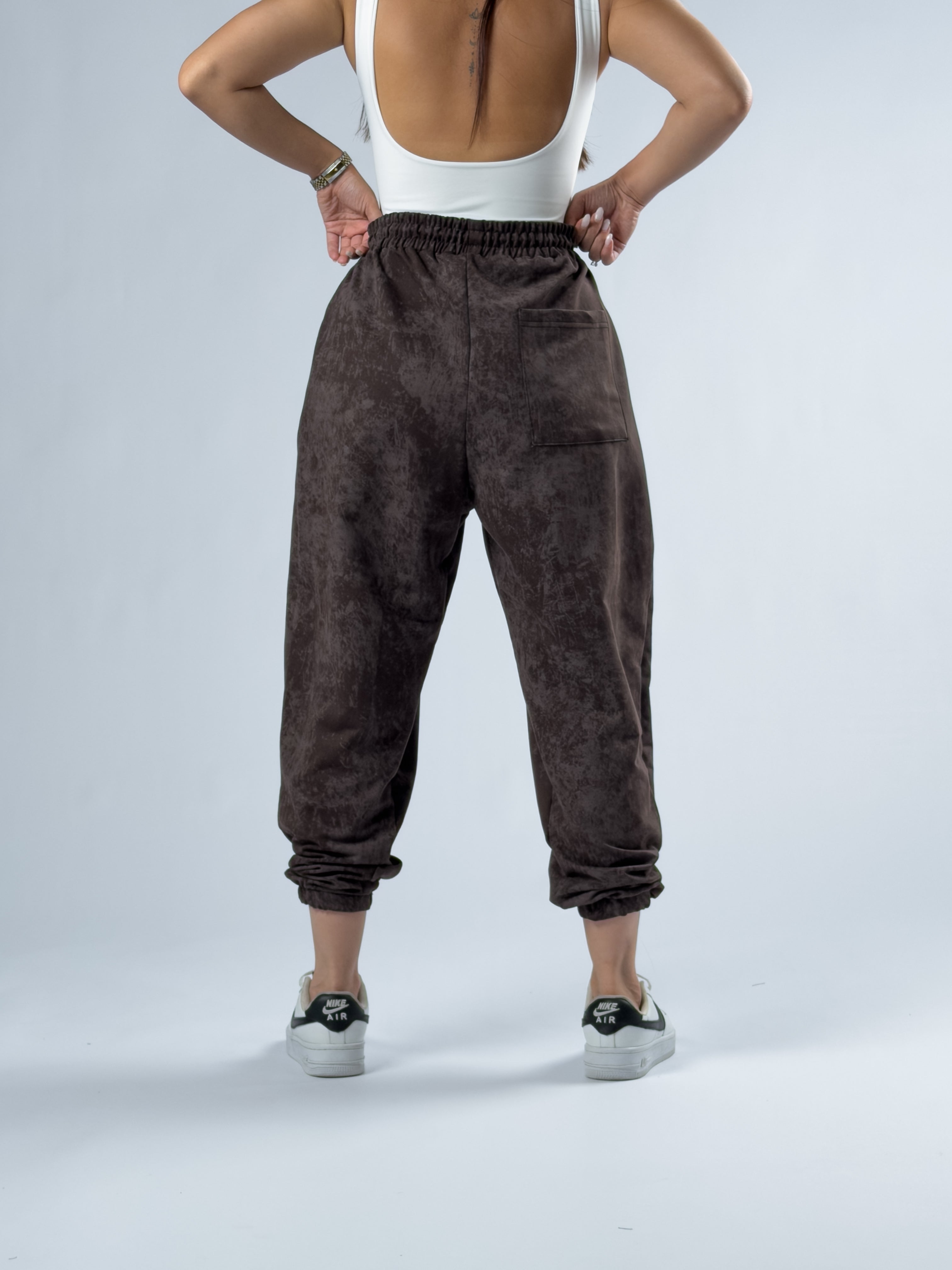 Kahverengi Baskılı Kadın Jogger Pantolon COC3333