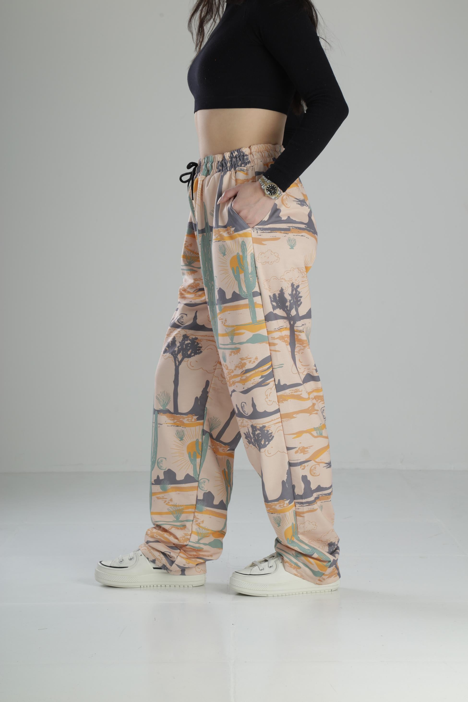 Kaktüs Desenli Baggy Pantolon COC2169