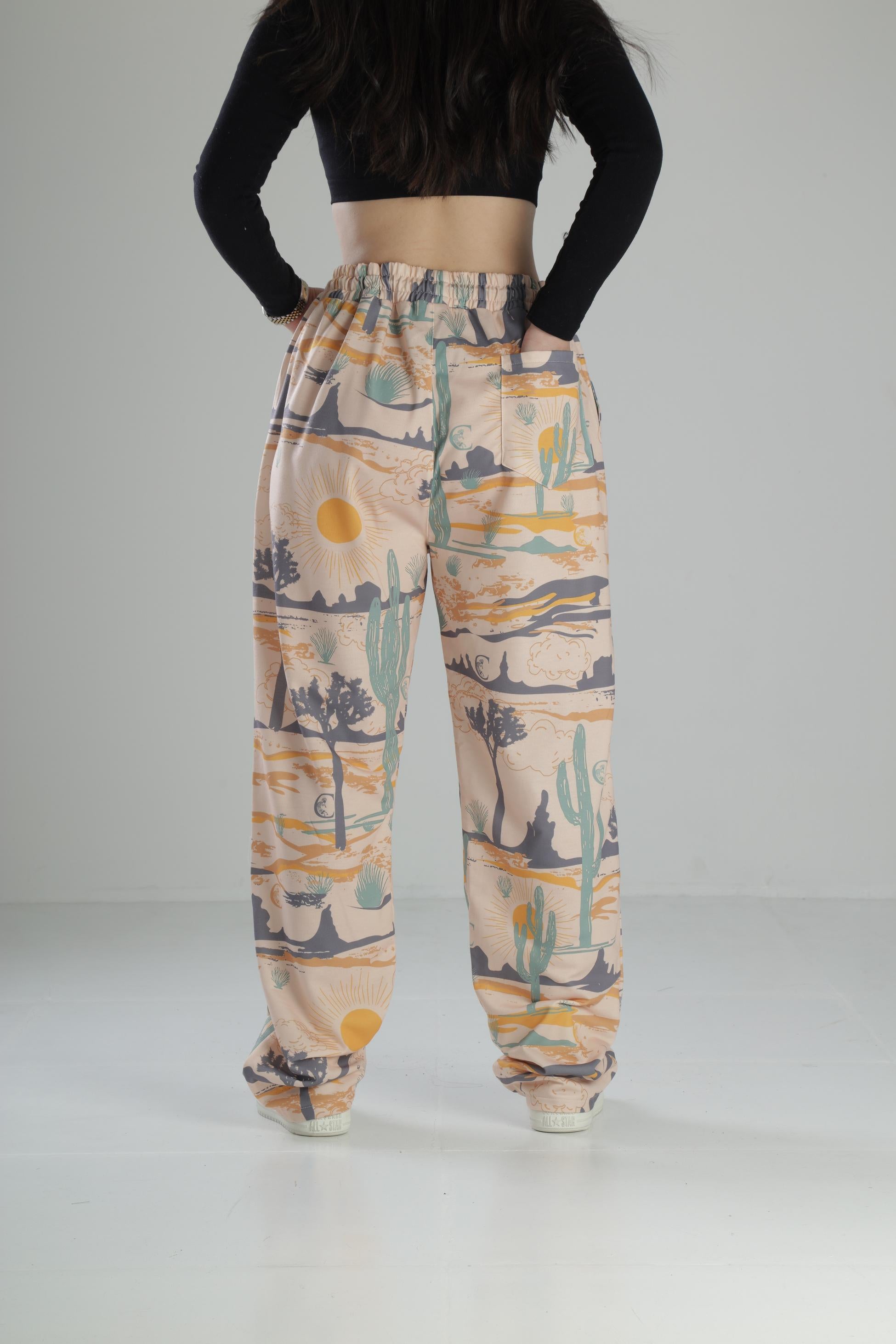 Kaktüs Desenli Baggy Pantolon COC2169