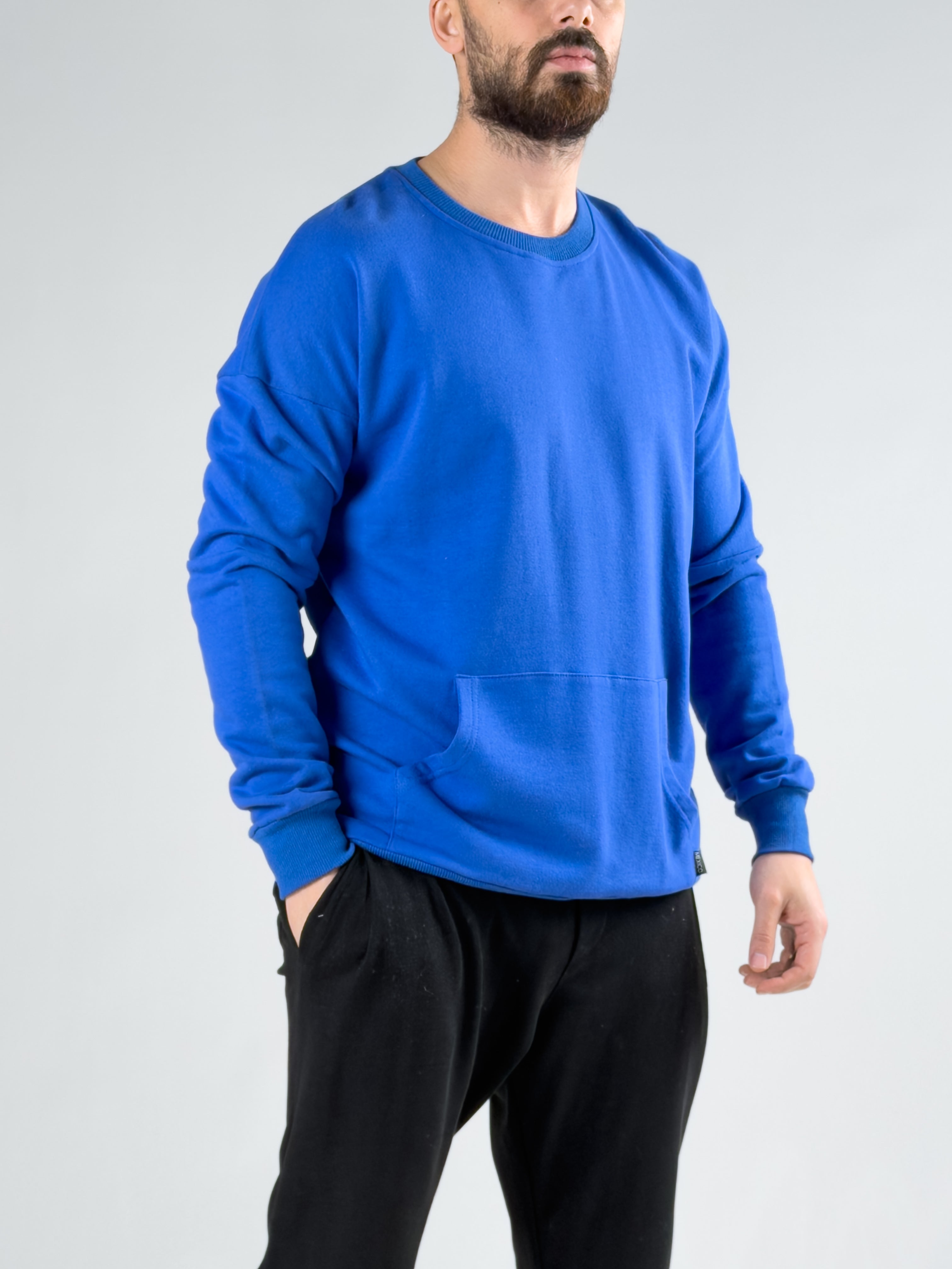 Kanguru Cepli Mavi Basic Erkek Sweat COCK0052