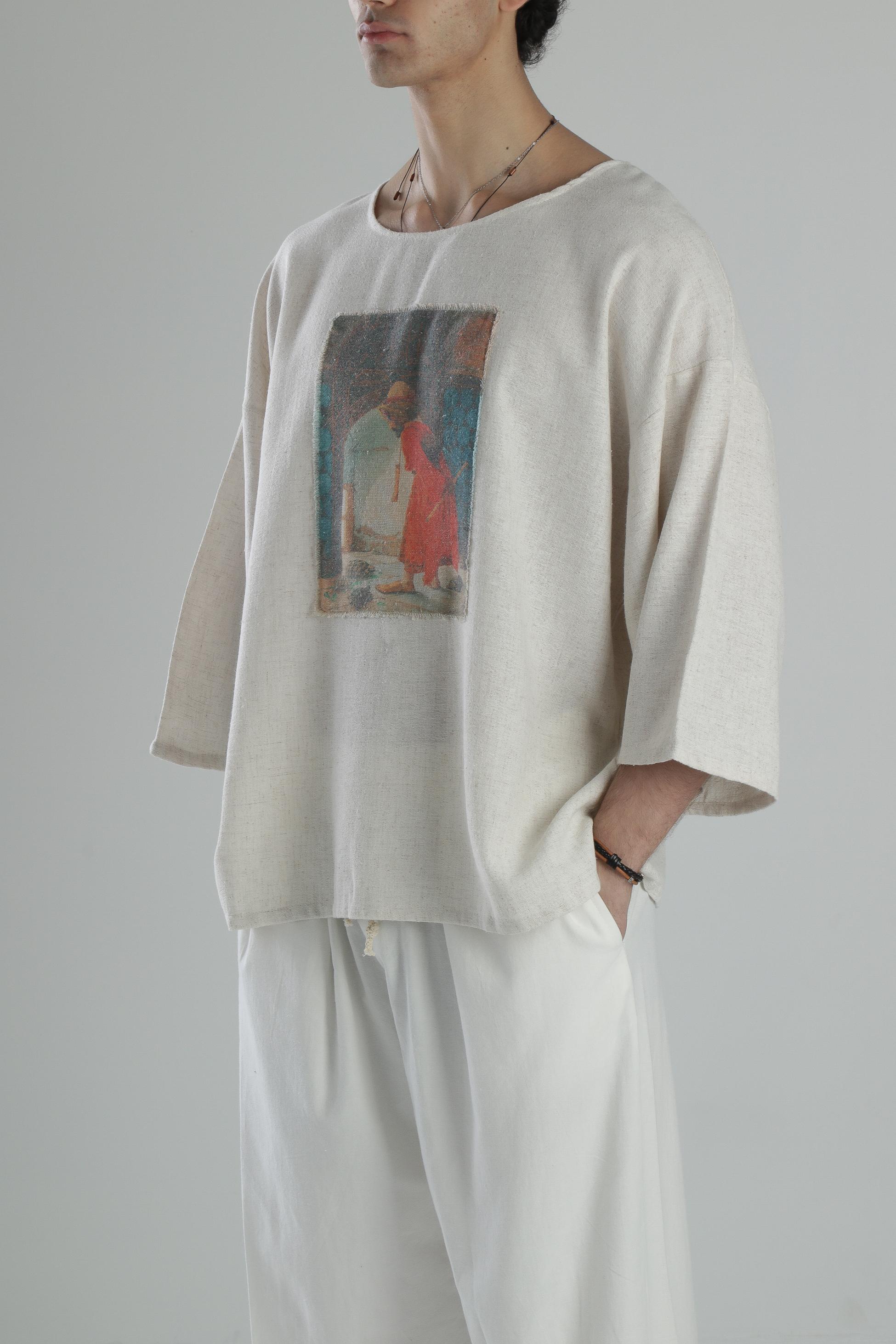 Kaplumbağa Detaylı Keten T-Shirt COC2179