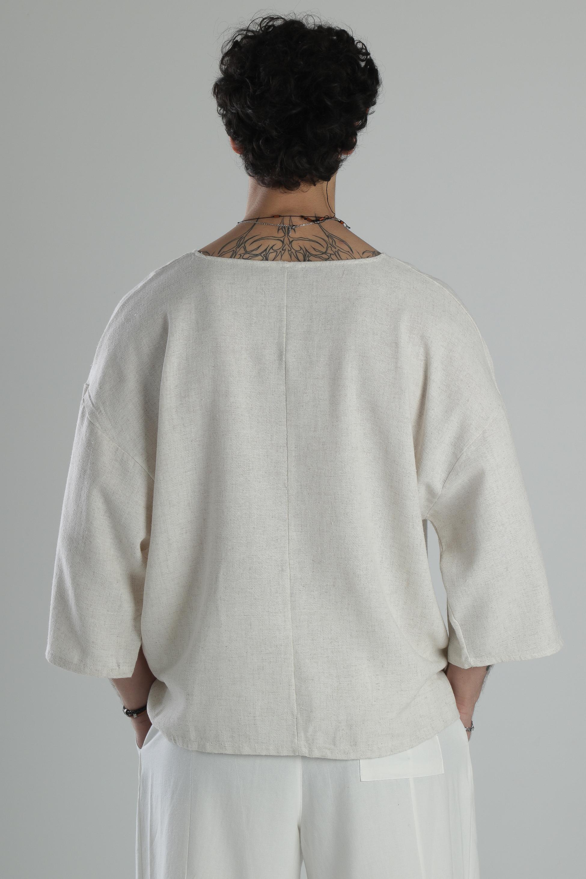 Kaplumbağa Detaylı Keten T-Shirt COC2179