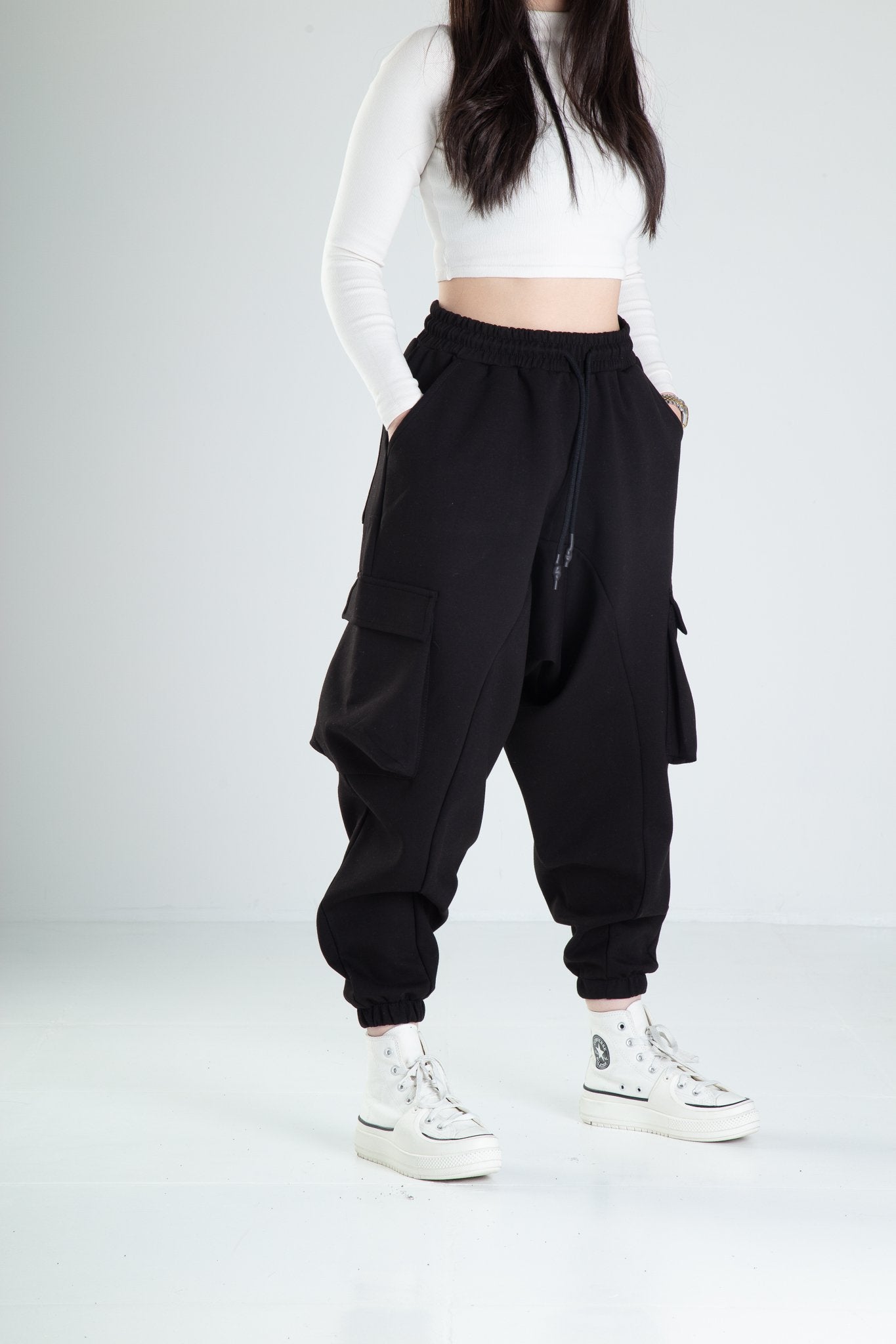 Kargo Cepli Siyah Jogger Pantolon COC2186