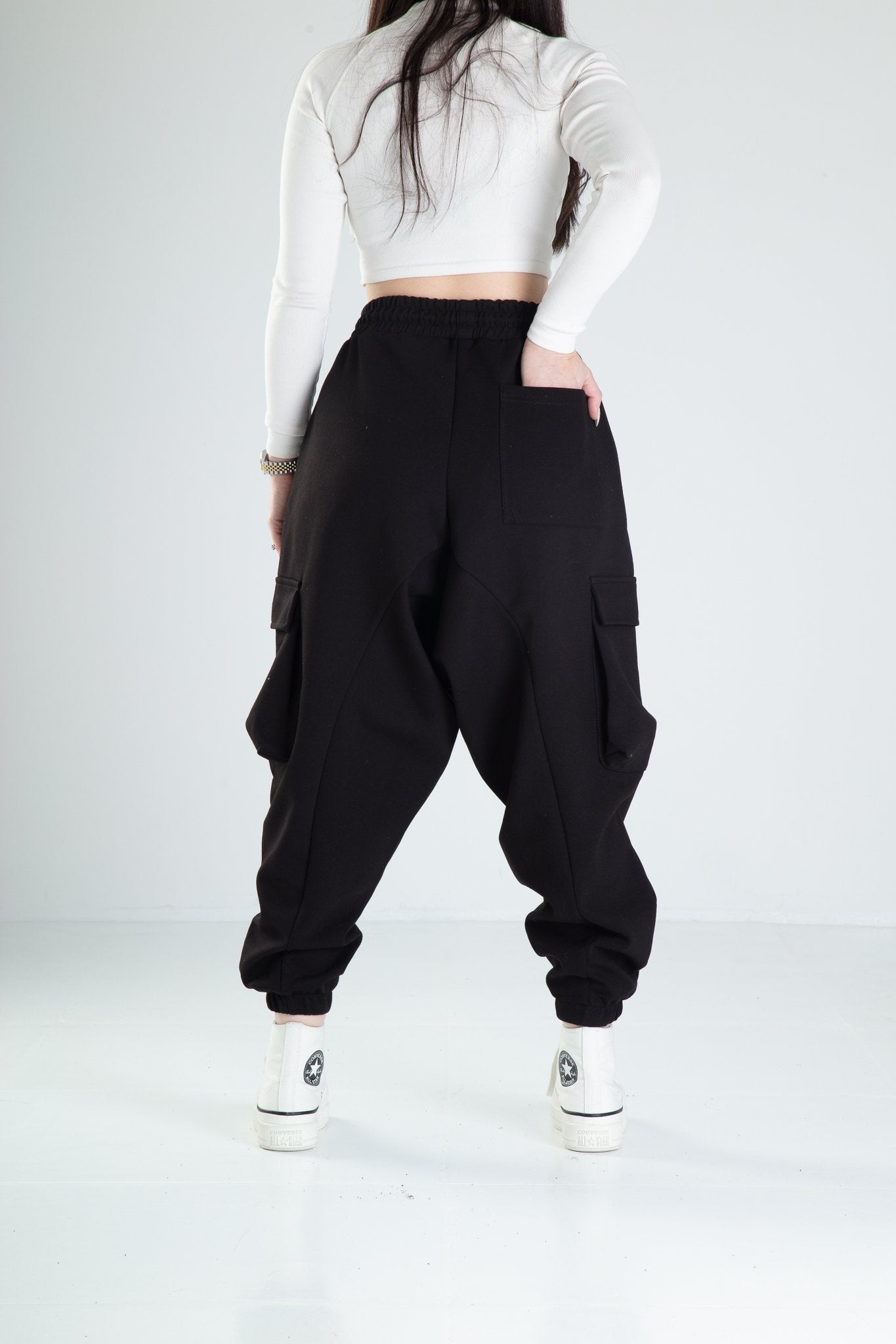 Kargo Cepli Siyah Jogger Pantolon COC2186