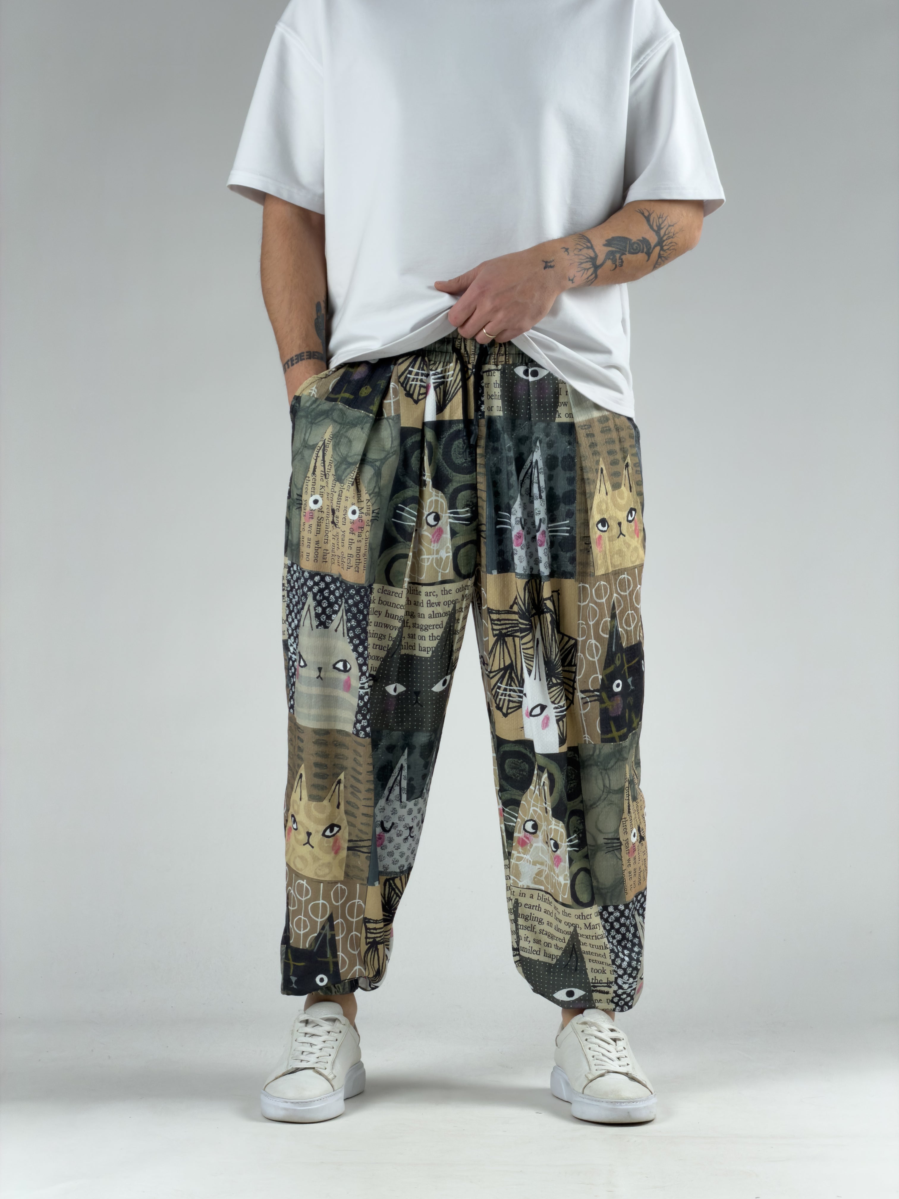 Kedi Desenli Erkek Yarım Şalvar COC3049