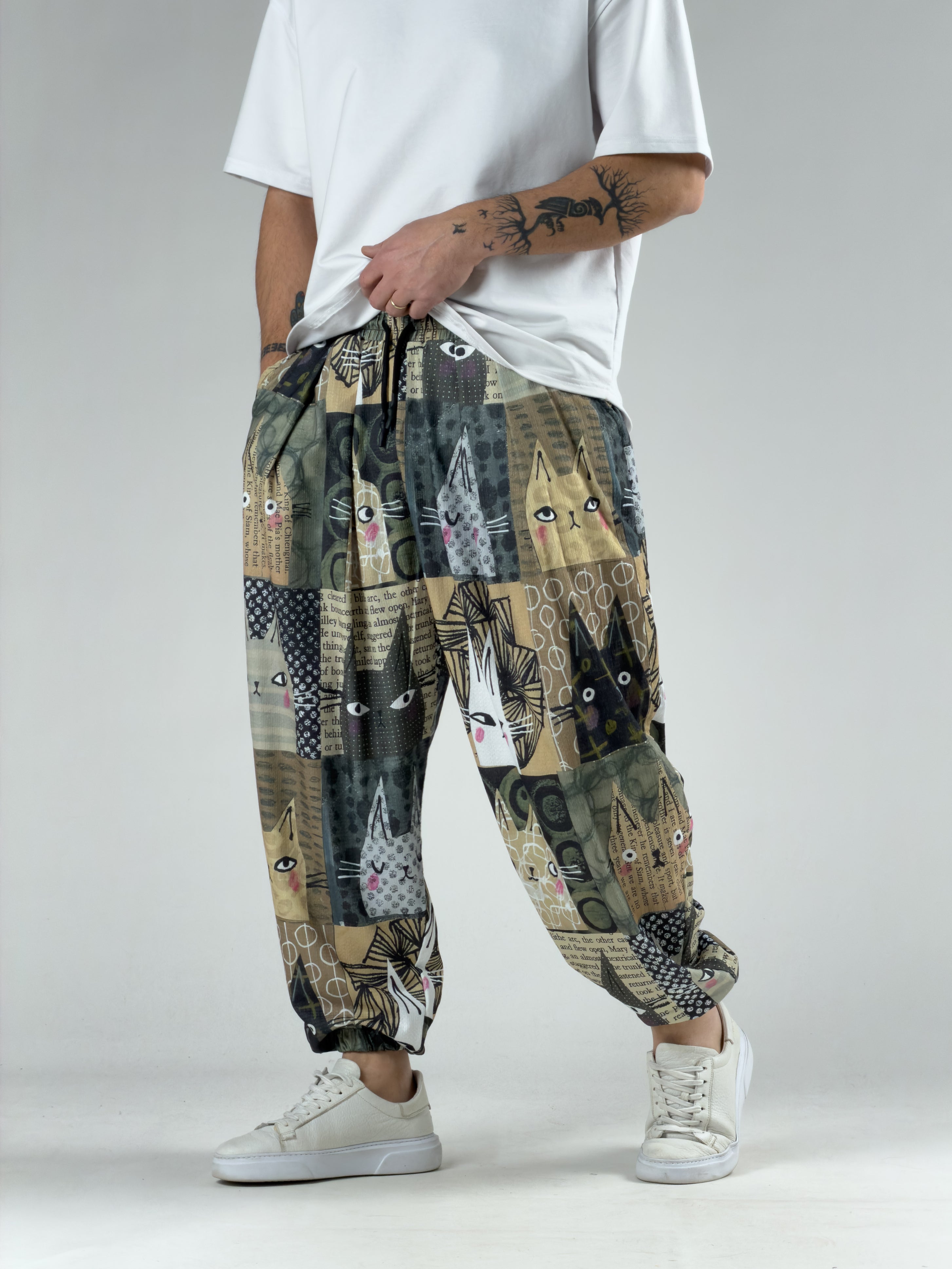 Kedi Desenli Erkek Yarım Şalvar COC3049