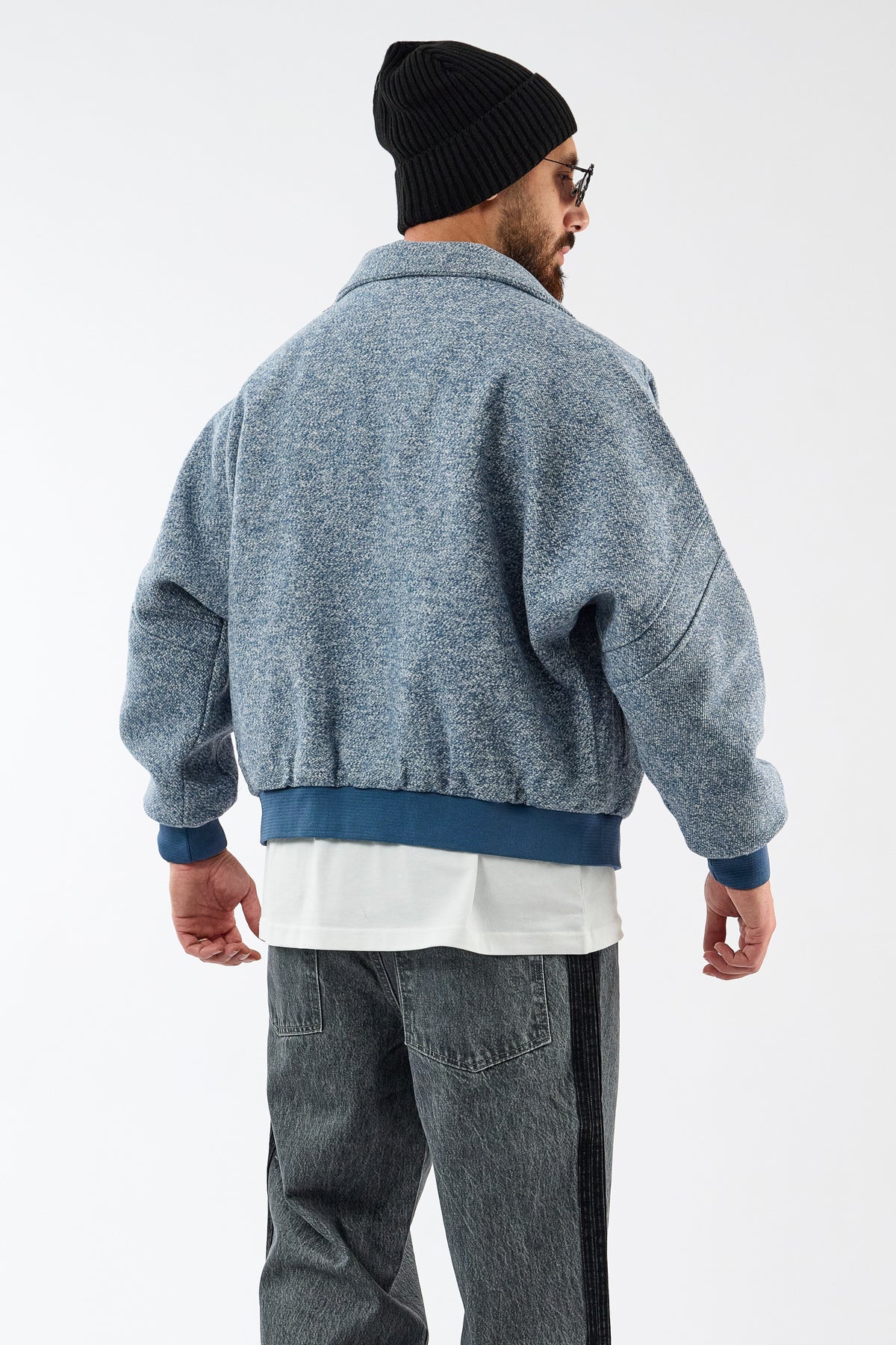 Kırçıllı Mavi Bomber Unisex Ceket COC3710