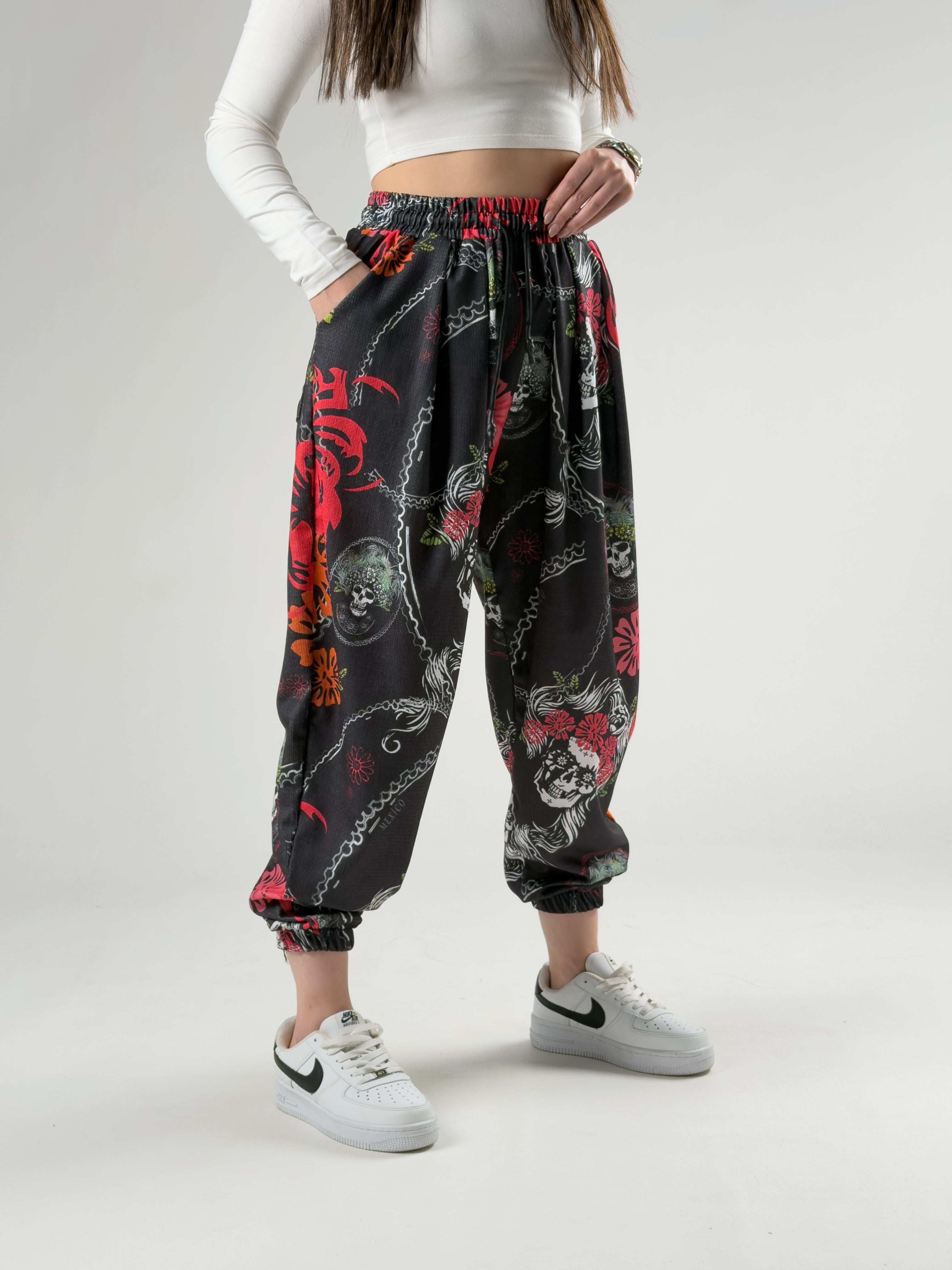 Kuru Kafa Desenli Kadın Jogger Pantolon COC2837