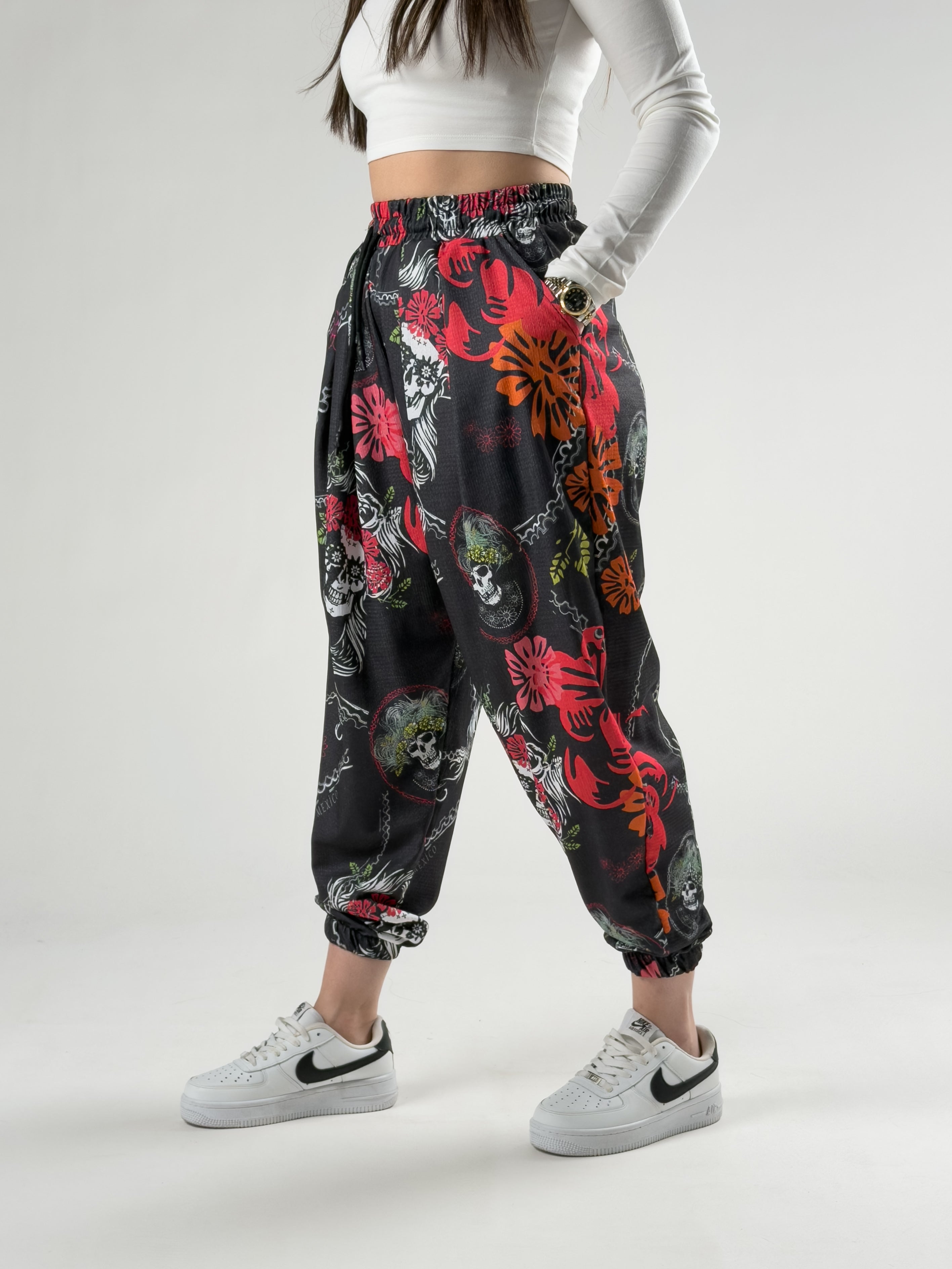 Kuru Kafa Desenli Kadın Jogger Pantolon COC2837