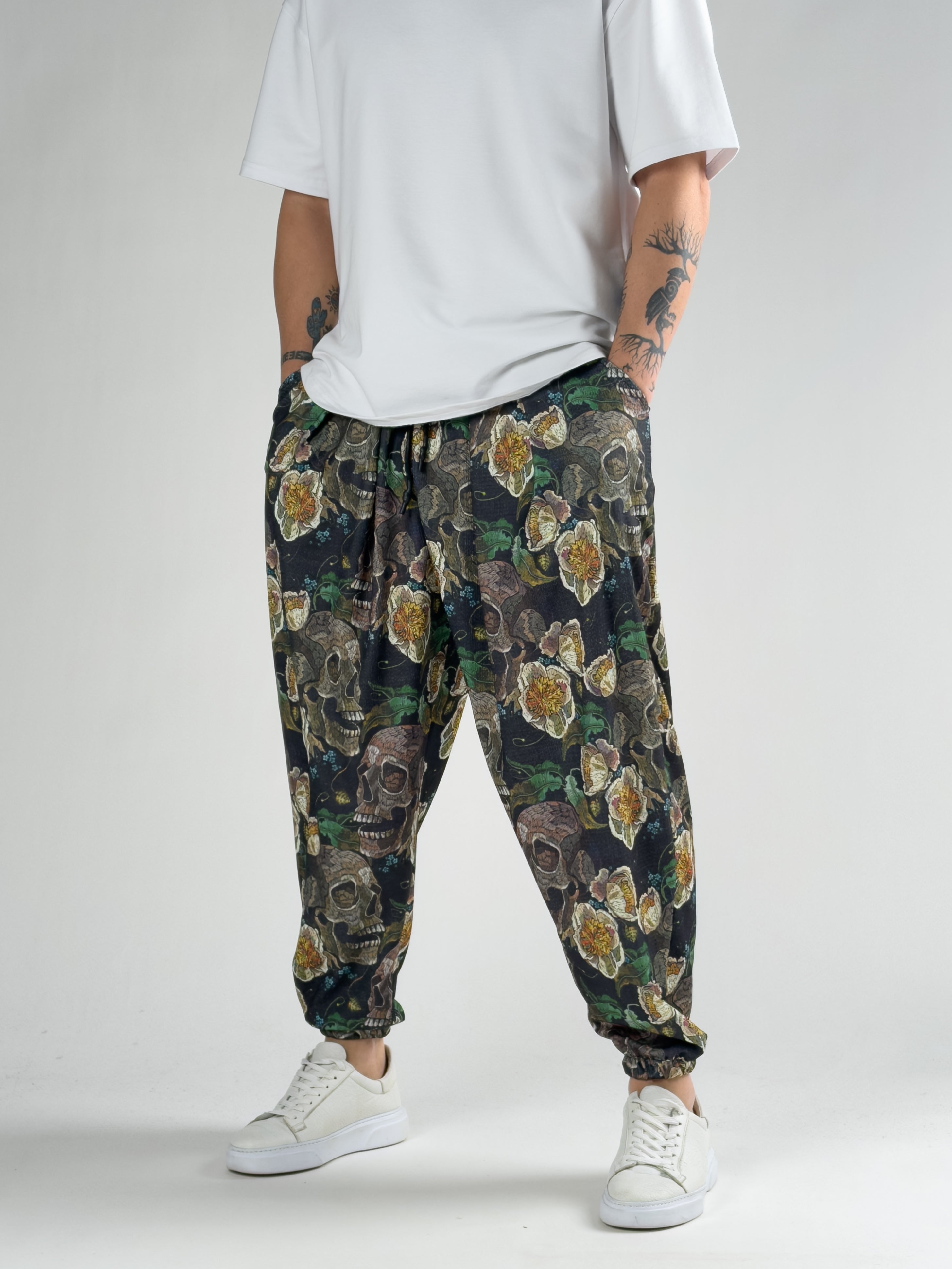 Kurukafa Desenli Erkek Pileli Yarım Şalvar COC2820