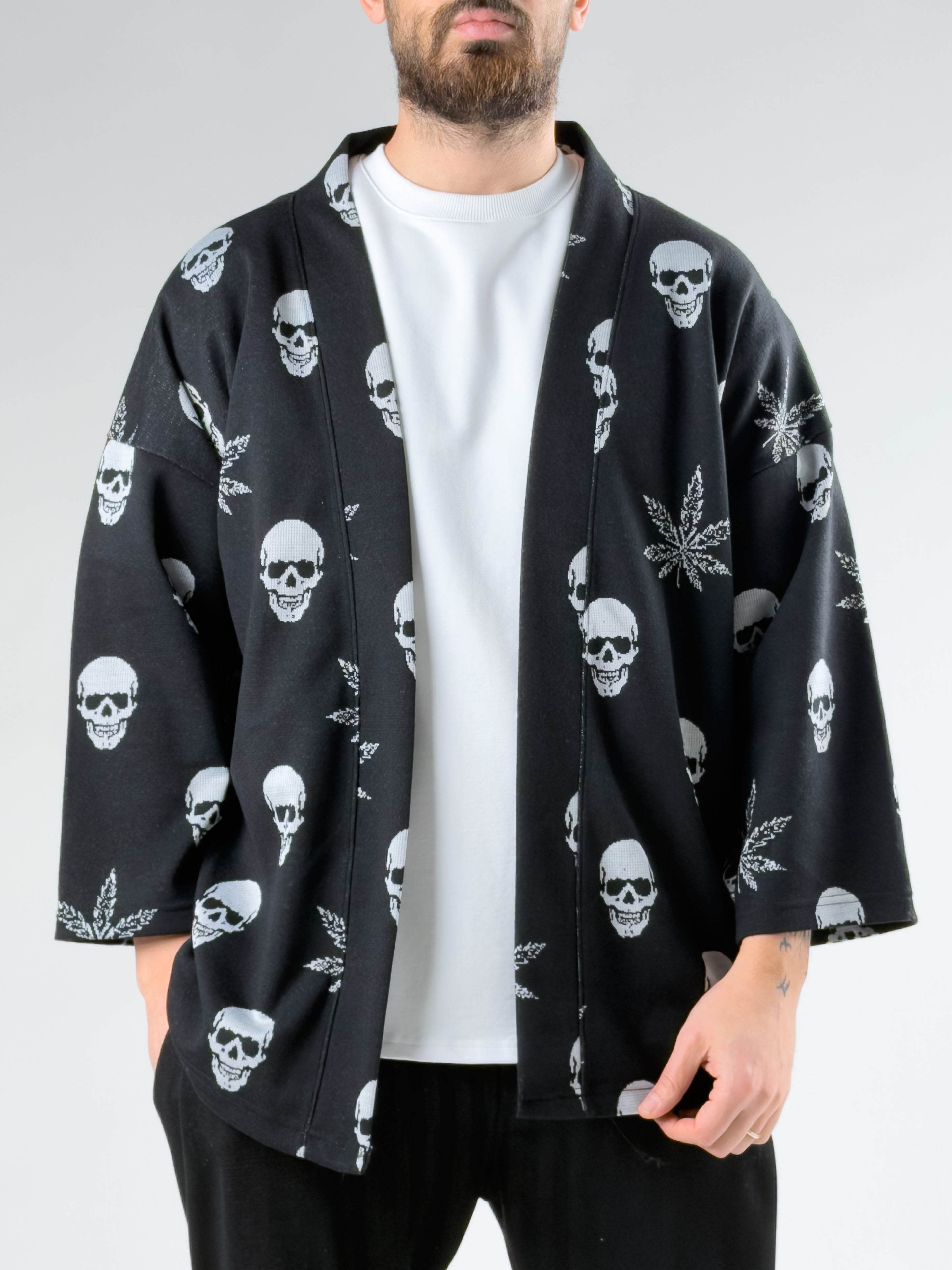 Kurukafa Yaprak Desenli Erkek Kimono COCK0054