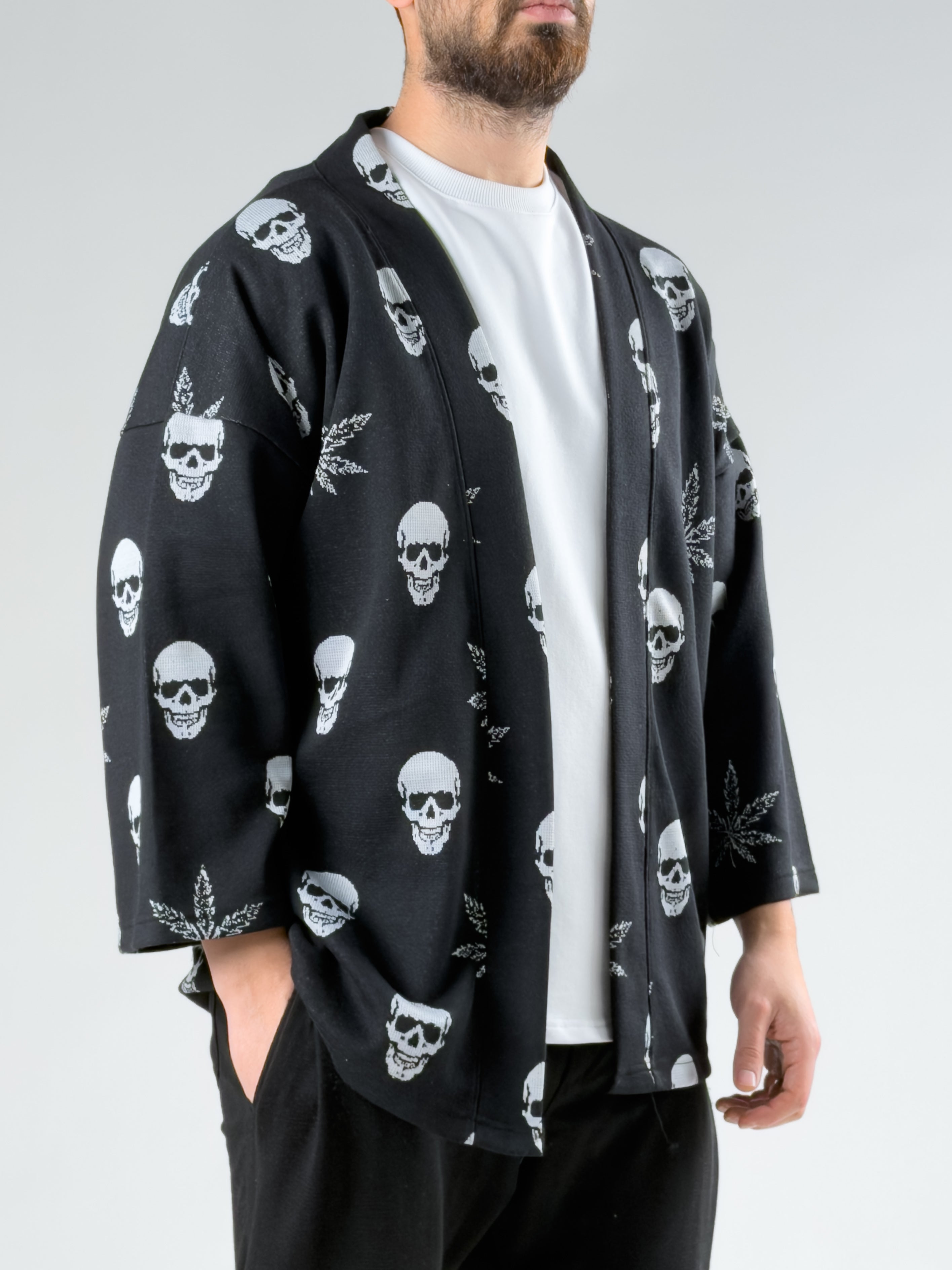 Kurukafa Yaprak Desenli Erkek Kimono COCK0054